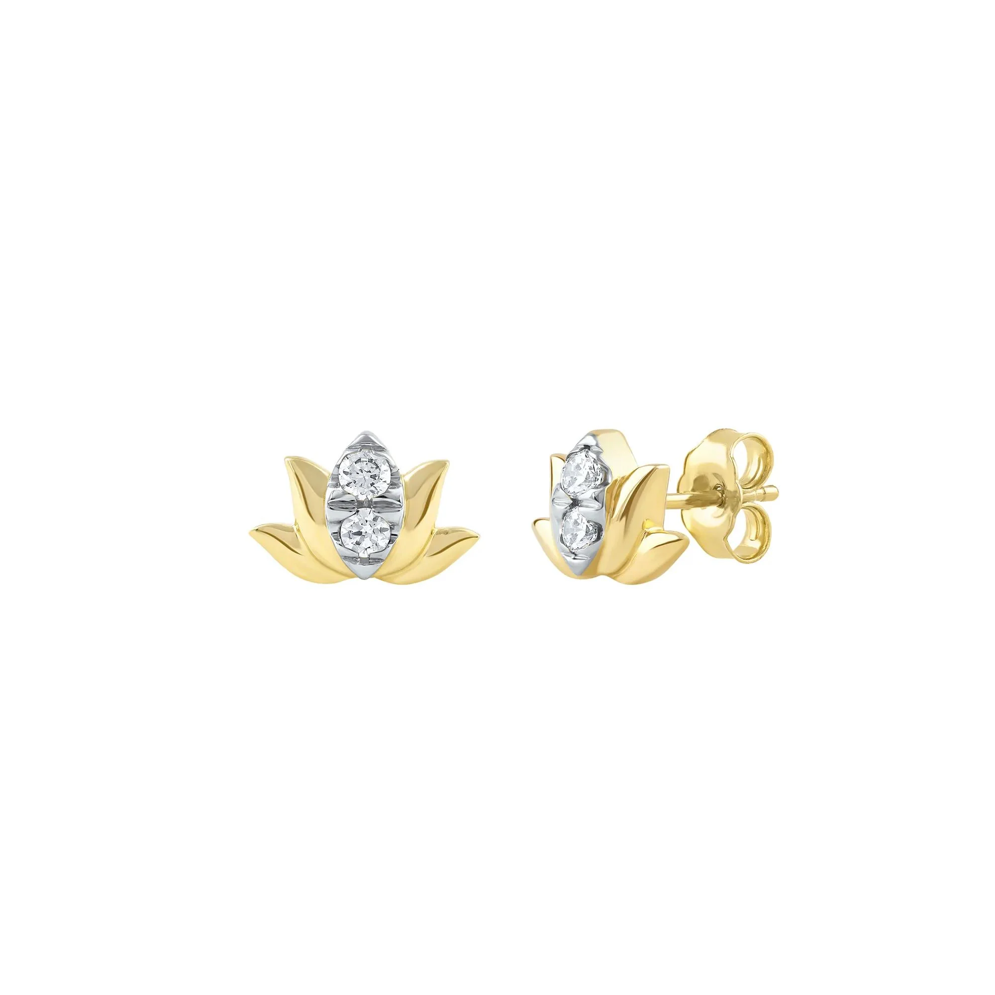 1/5 CT. Tw. Diamond Lotus Earrings 10K Yellow Gold Size 6.90mm