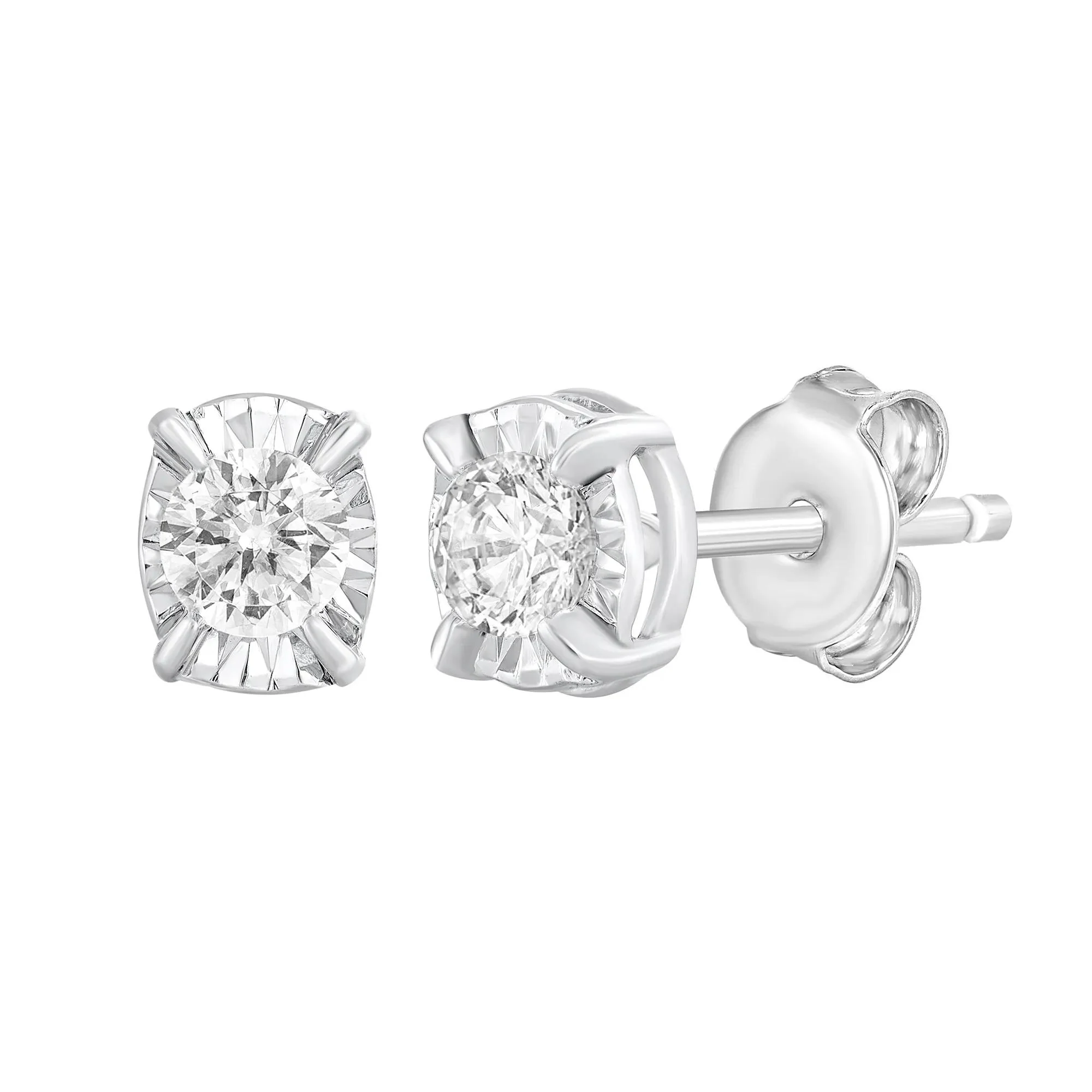 1/4 CT. Tw. Oval Diamond Stud Earrings 10K White Gold Size 5.50mm