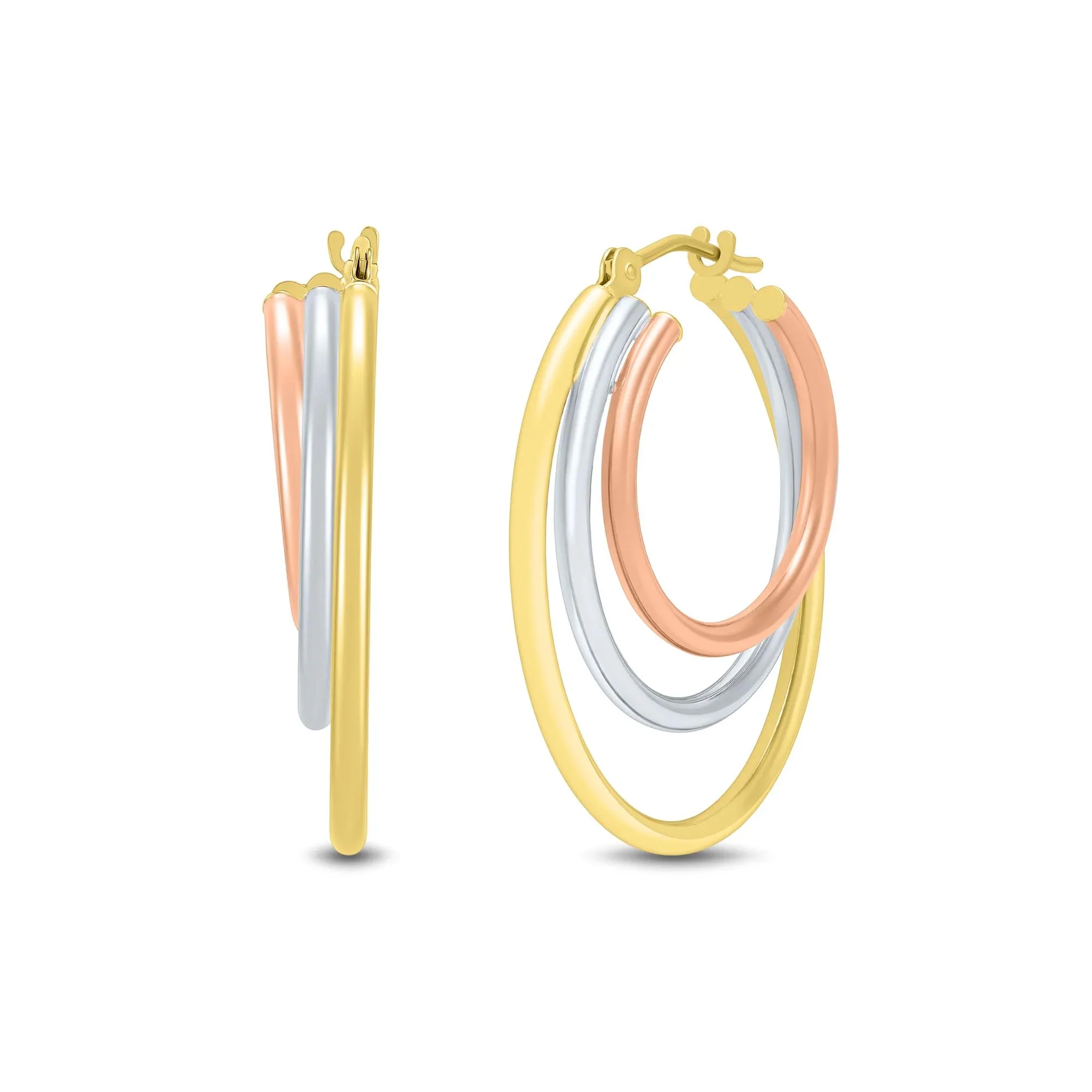 Hoop Earrings 14K Yellow White and Rose Gold Size 25.00mm