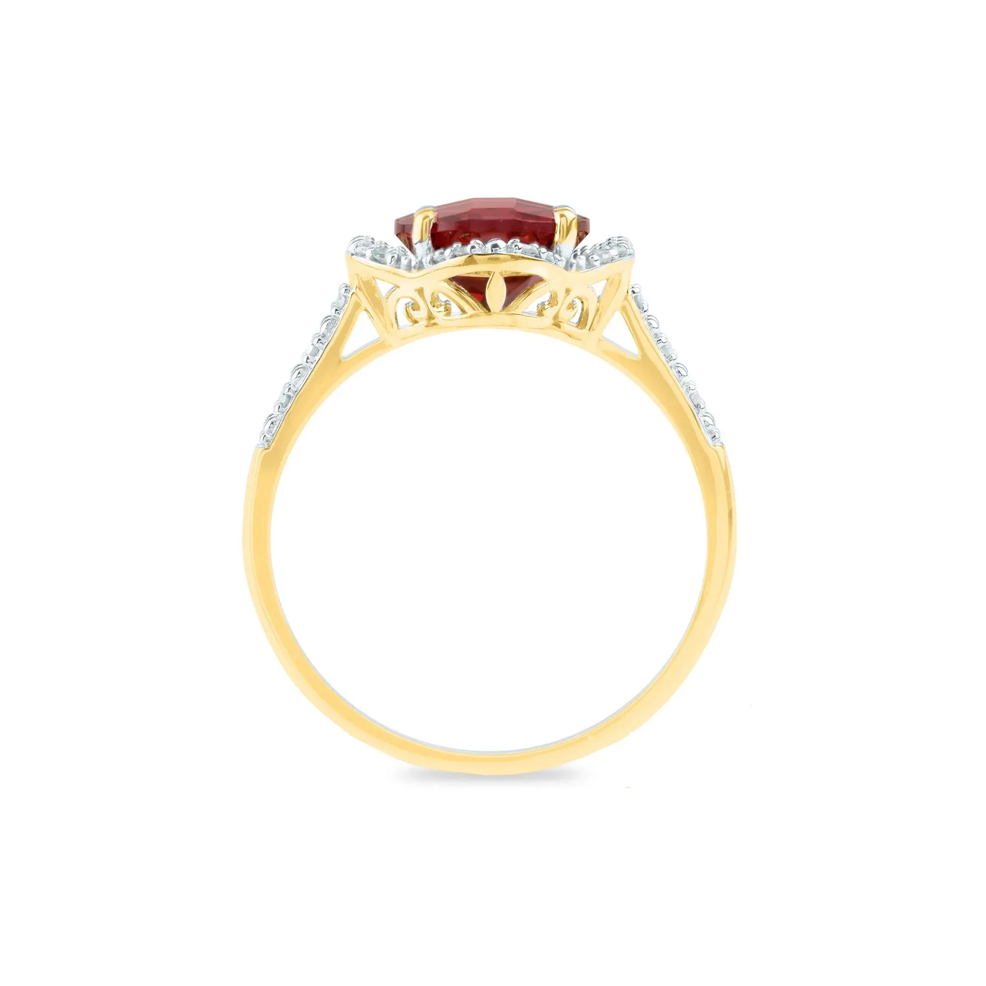 1/10 CT. Tw. Checkerboard-Cut Garnet Ring 10K Yellow Gold Size 6.5 2mm - Image 2
