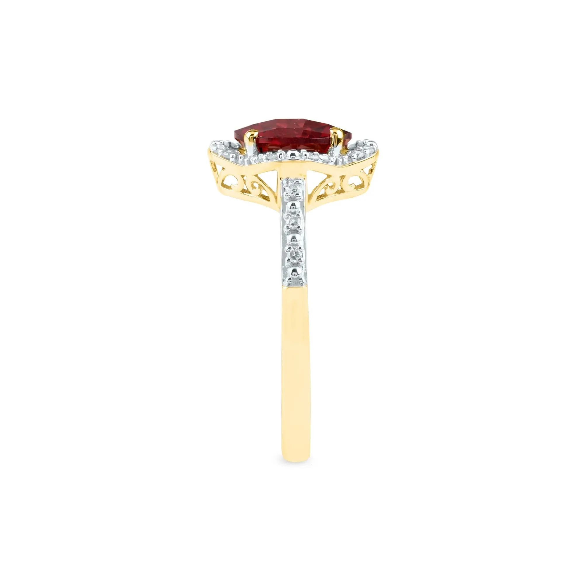 1/10 CT. Tw. Checkerboard-Cut Garnet Ring 10K Yellow Gold Size 6.5 2mm - Image 3