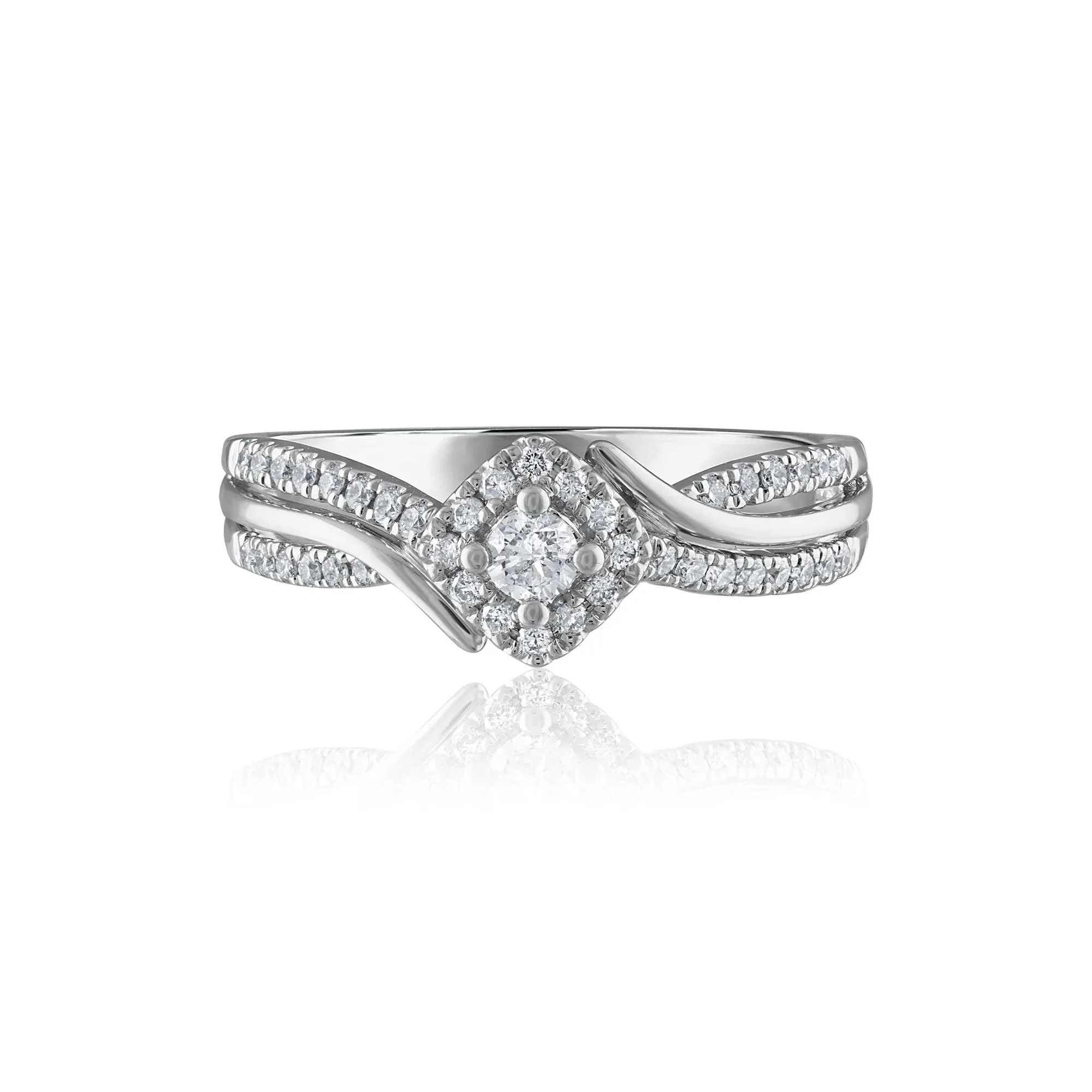 1/3 CT. Tw. Diamond Promise Ring 14K White Gold Round Brilliant Cut Size 9 2mm