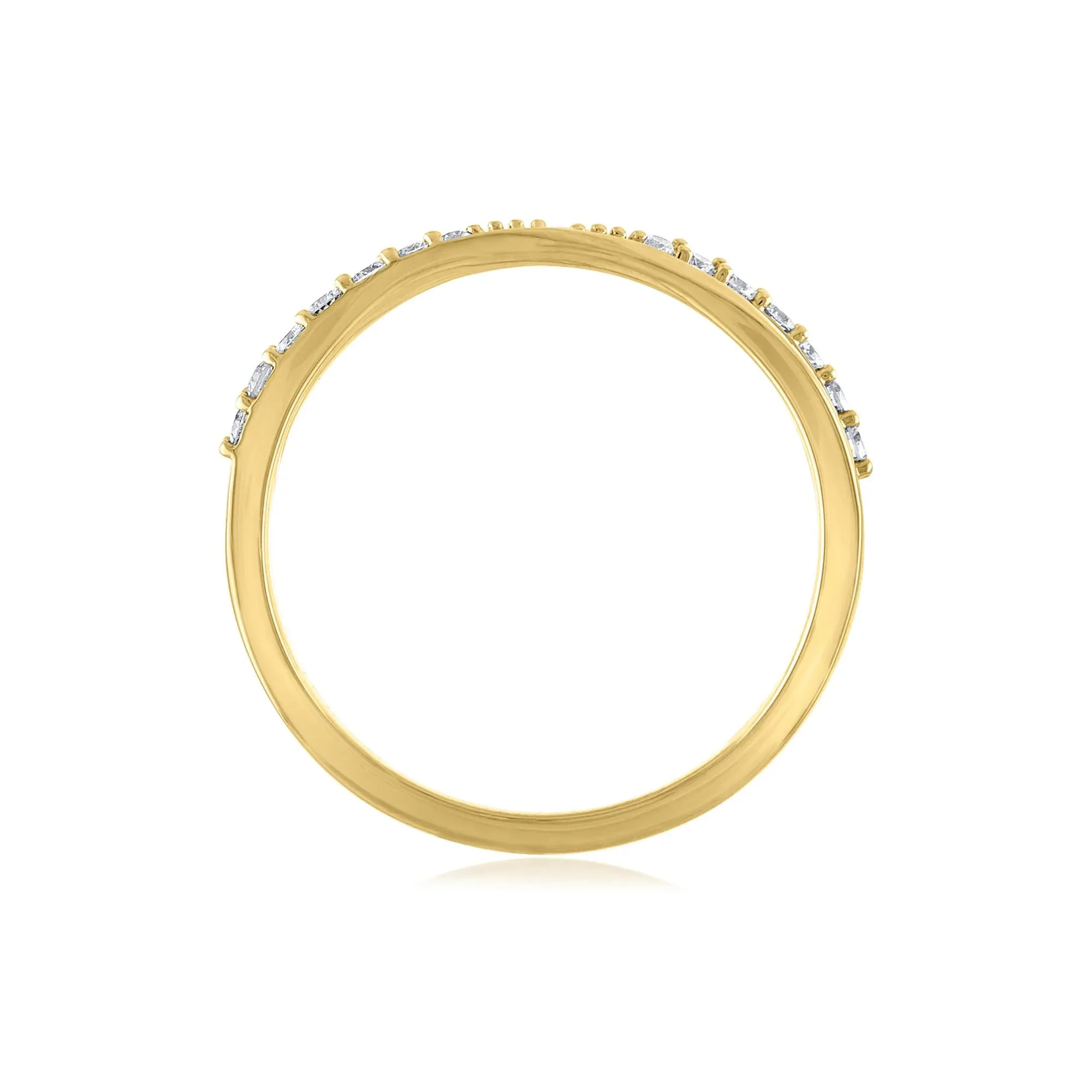 1/7 CT. Tw. Diamond Crossover Band Ring 14K Yellow Gold Round Brilliant Cut Size 6.5 - Image 2