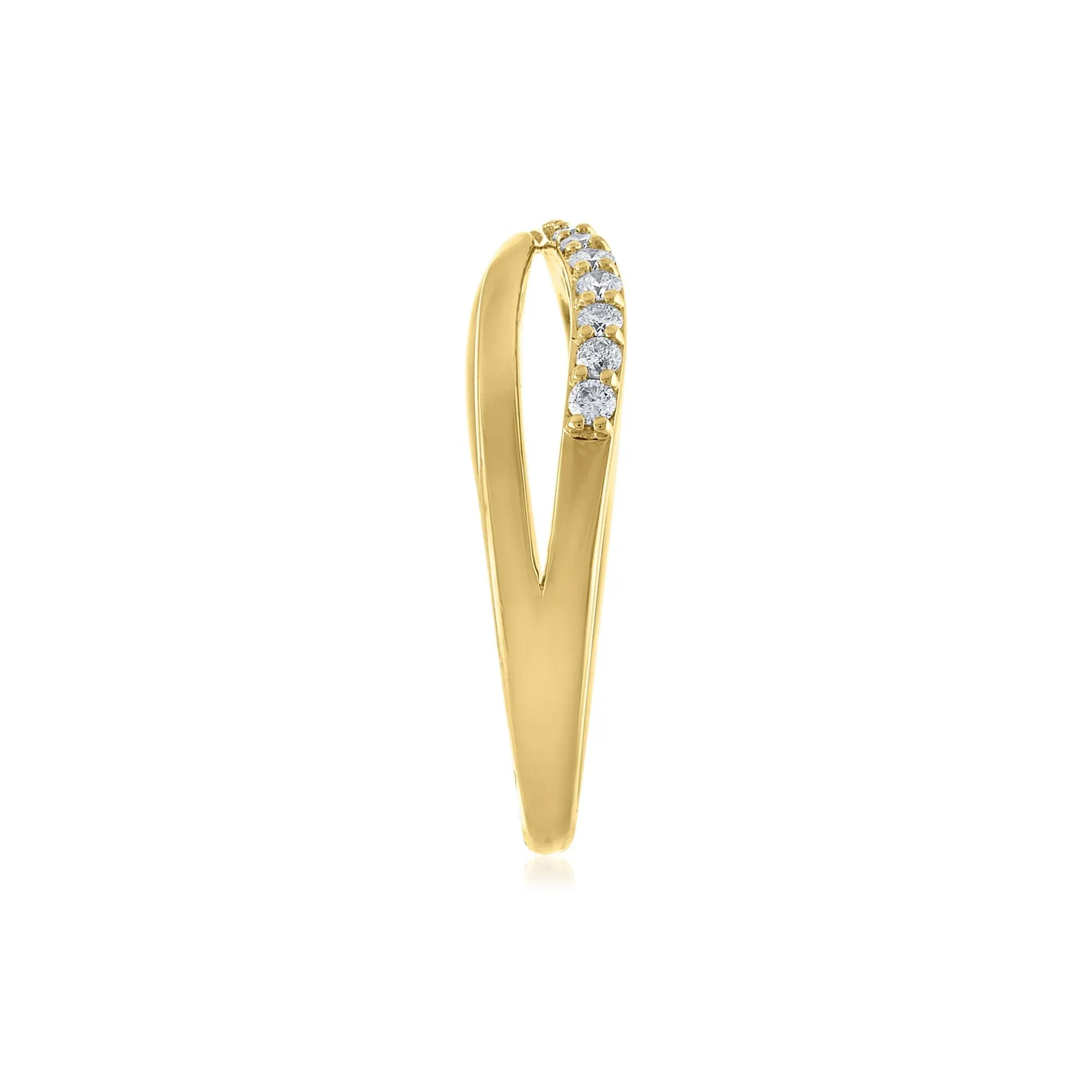 1/7 CT. Tw. Diamond Crossover Band Ring 14K Yellow Gold Round Brilliant Cut Size 6.5 - Image 3