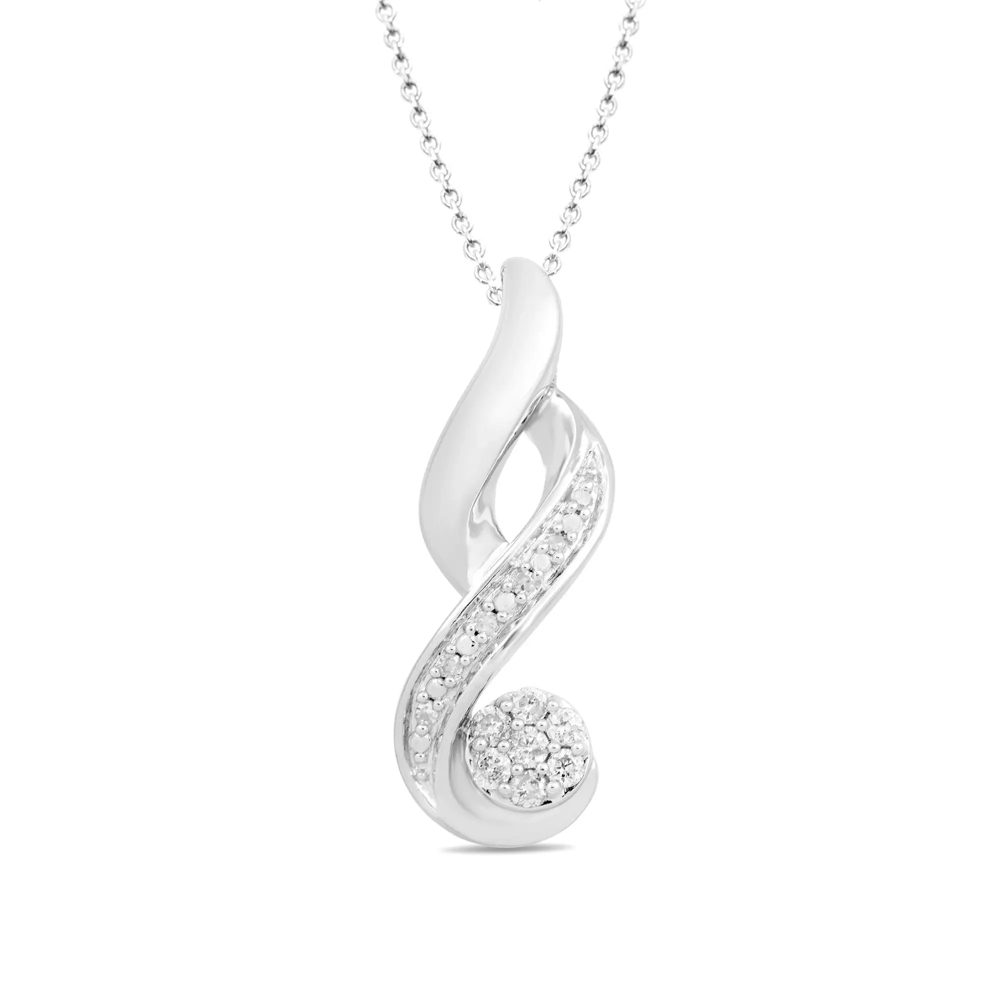 Diamond Accent Pendant Necklace .925 Sterling Silver White Size 18"