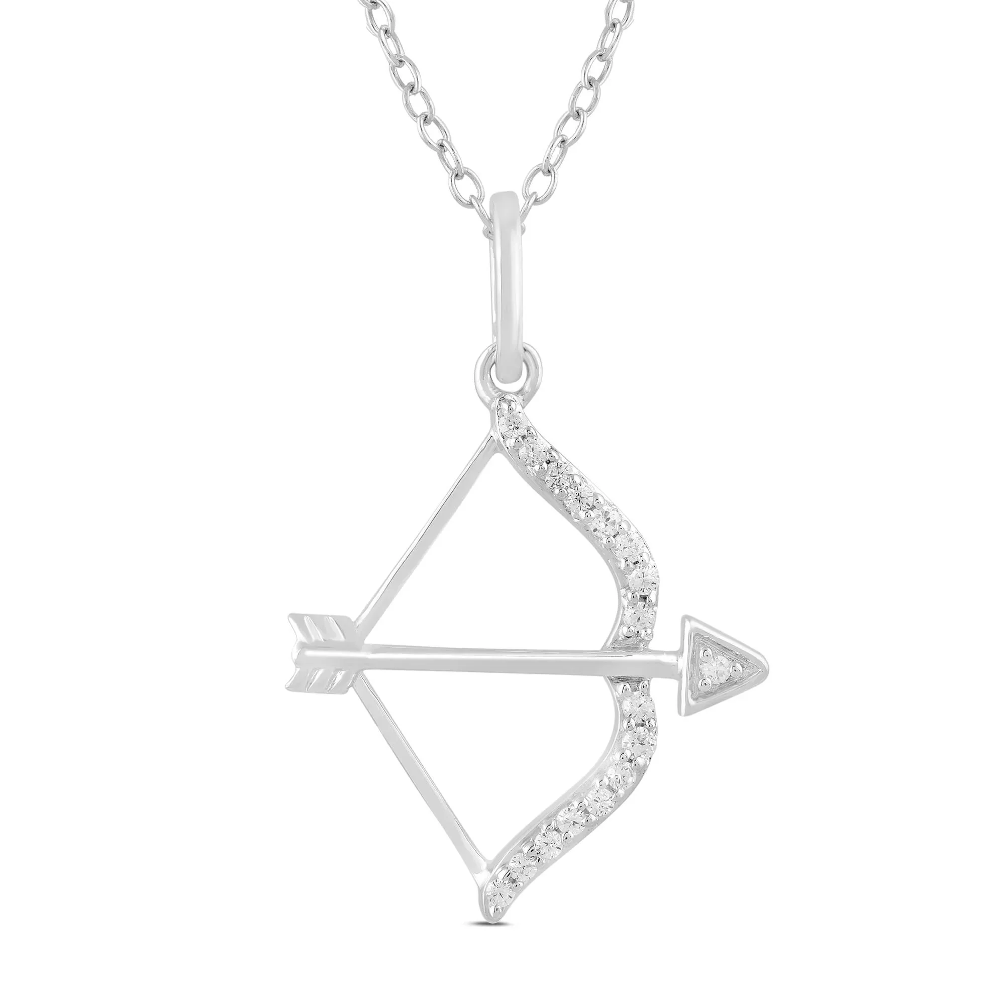 1/10 CT. Tw. Diamond Arrow Pendant Necklace .925 Sterling Silver White Size 18"