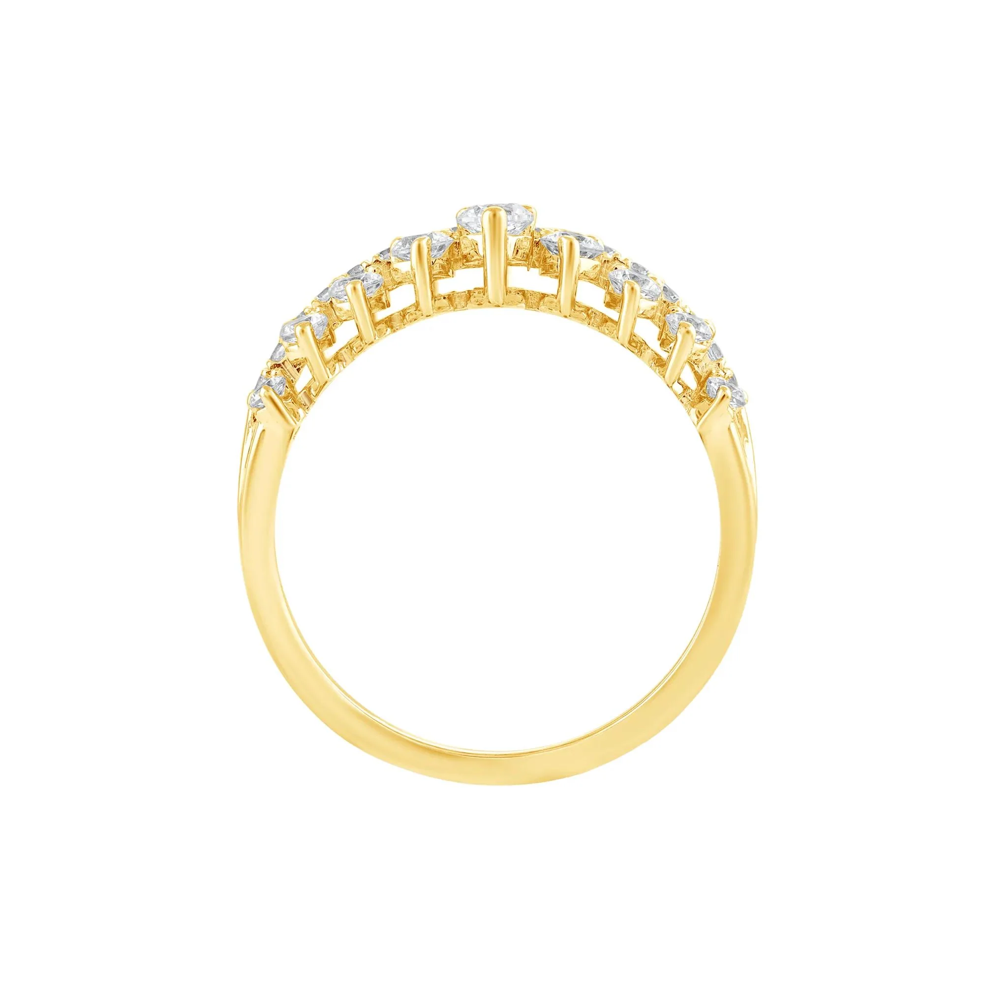 1 CT. Tw. Diamond Band Ring 10K Yellow Gold Round Brilliant Cut Size 8 - Image 2
