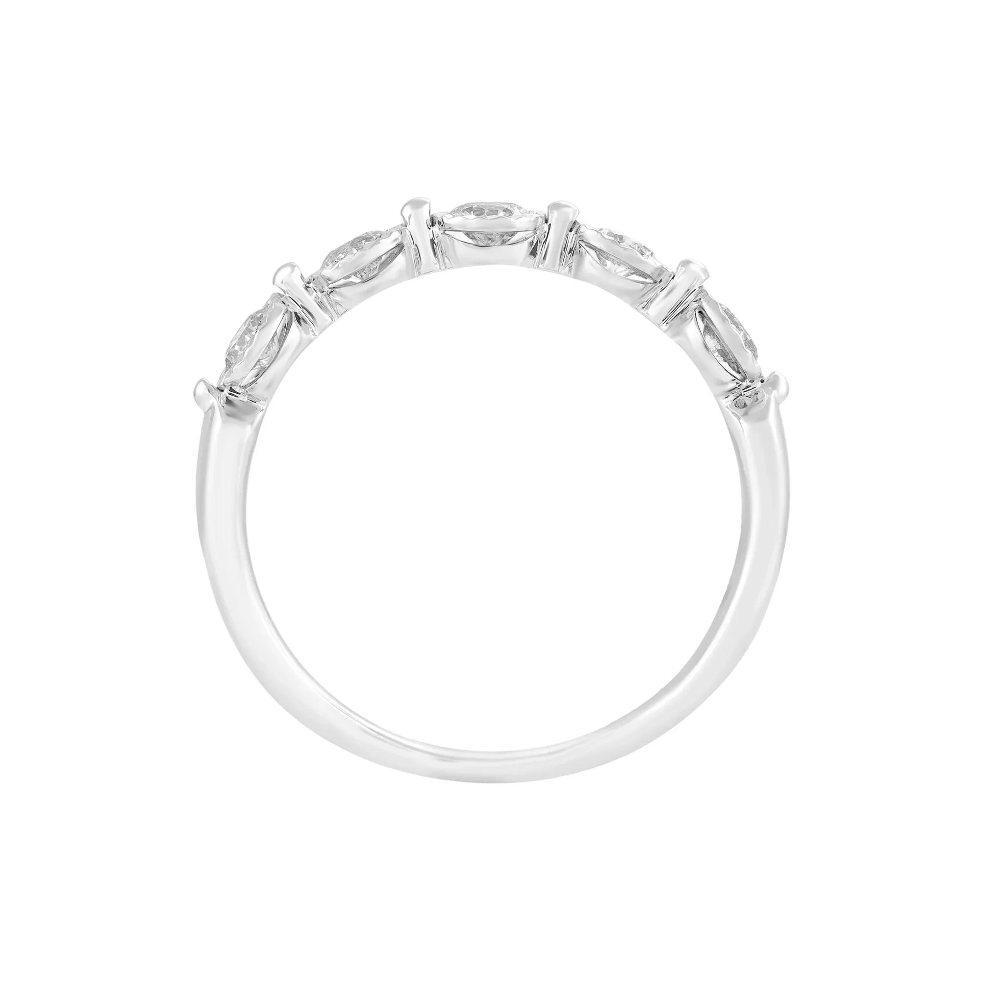 1/2 CT. Tw. Diamond Wedding Band Ring 10K White Gold Round Brilliant Cut Size 10 - Image 2