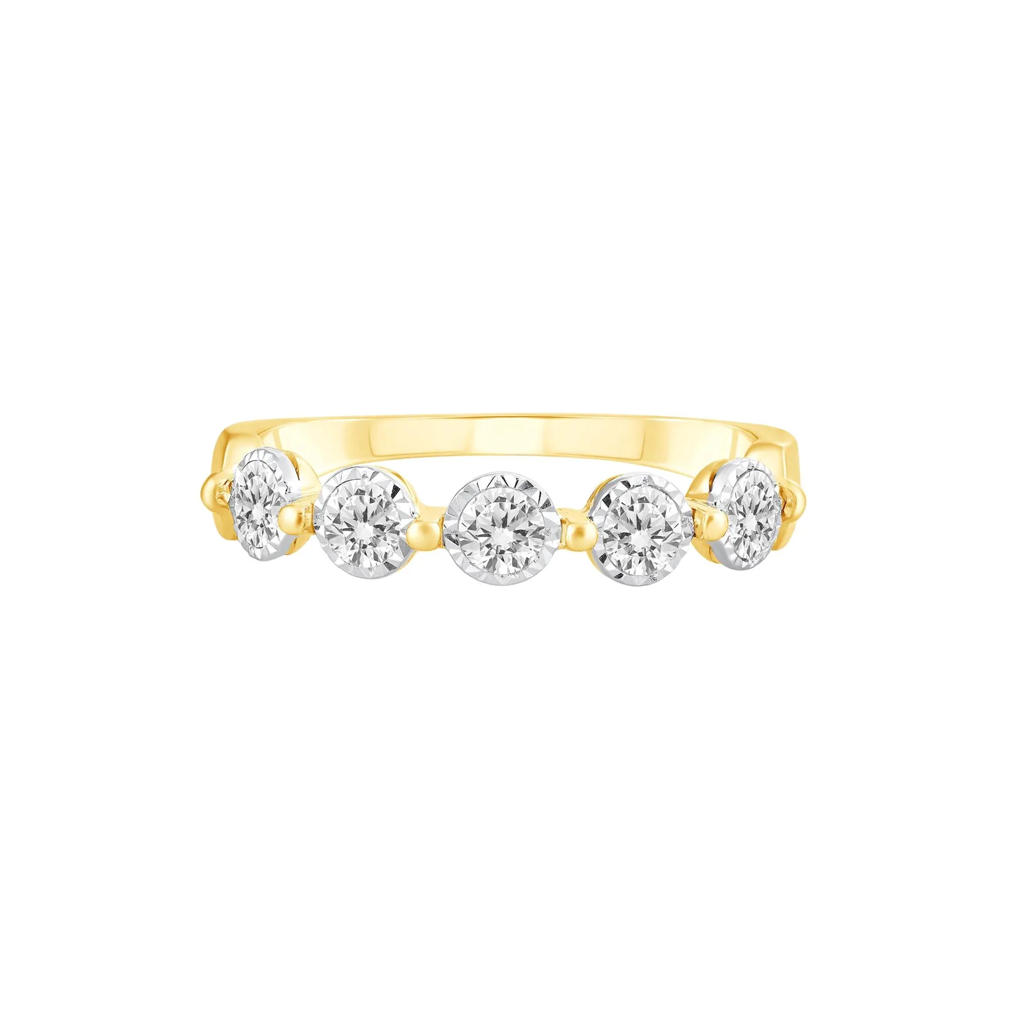 1/2 CT. Tw. Diamond Wedding Band Ring 10K Yellow Gold Round Brilliant Cut Size 5