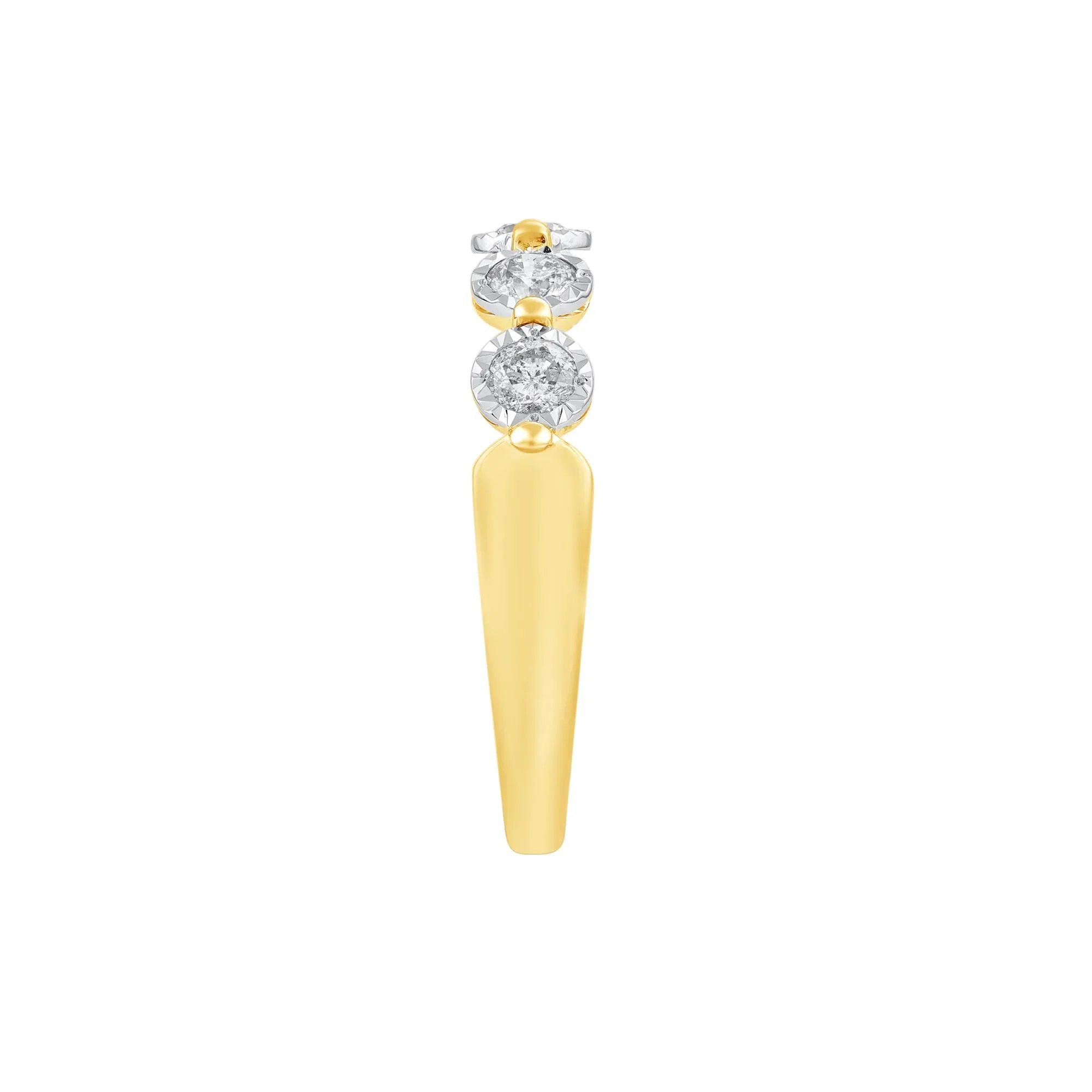 1/2 CT. Tw. Diamond Wedding Band Ring 10K Yellow Gold Round Brilliant Cut Size 8 - Image 3