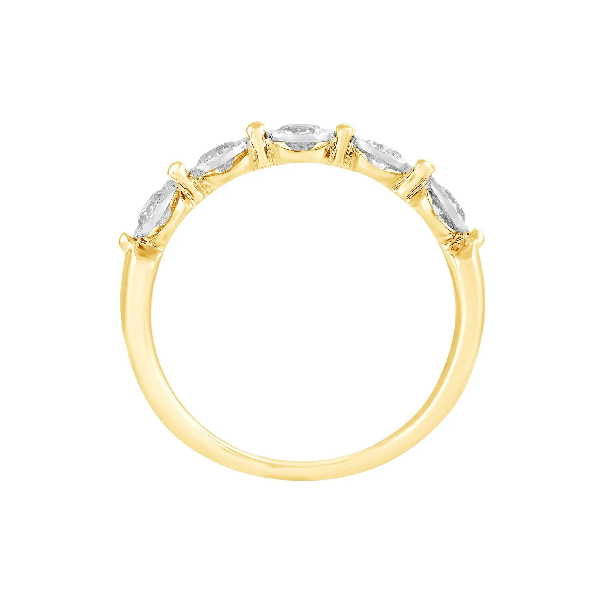 1/2 CT. Tw. Diamond Wedding Band Ring 10K Yellow Gold Round Brilliant Cut Size 9 - Image 2