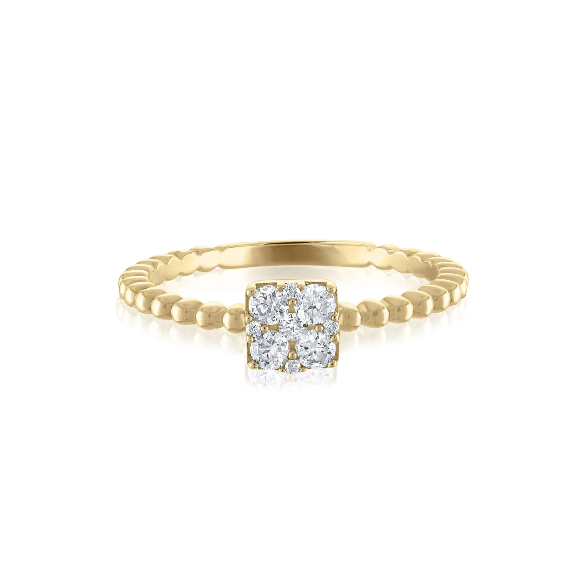 1/4 CT. Tw. Diamond Cluster Ring 10K Yellow Gold Round Brilliant Cut Size 8.5 2mm