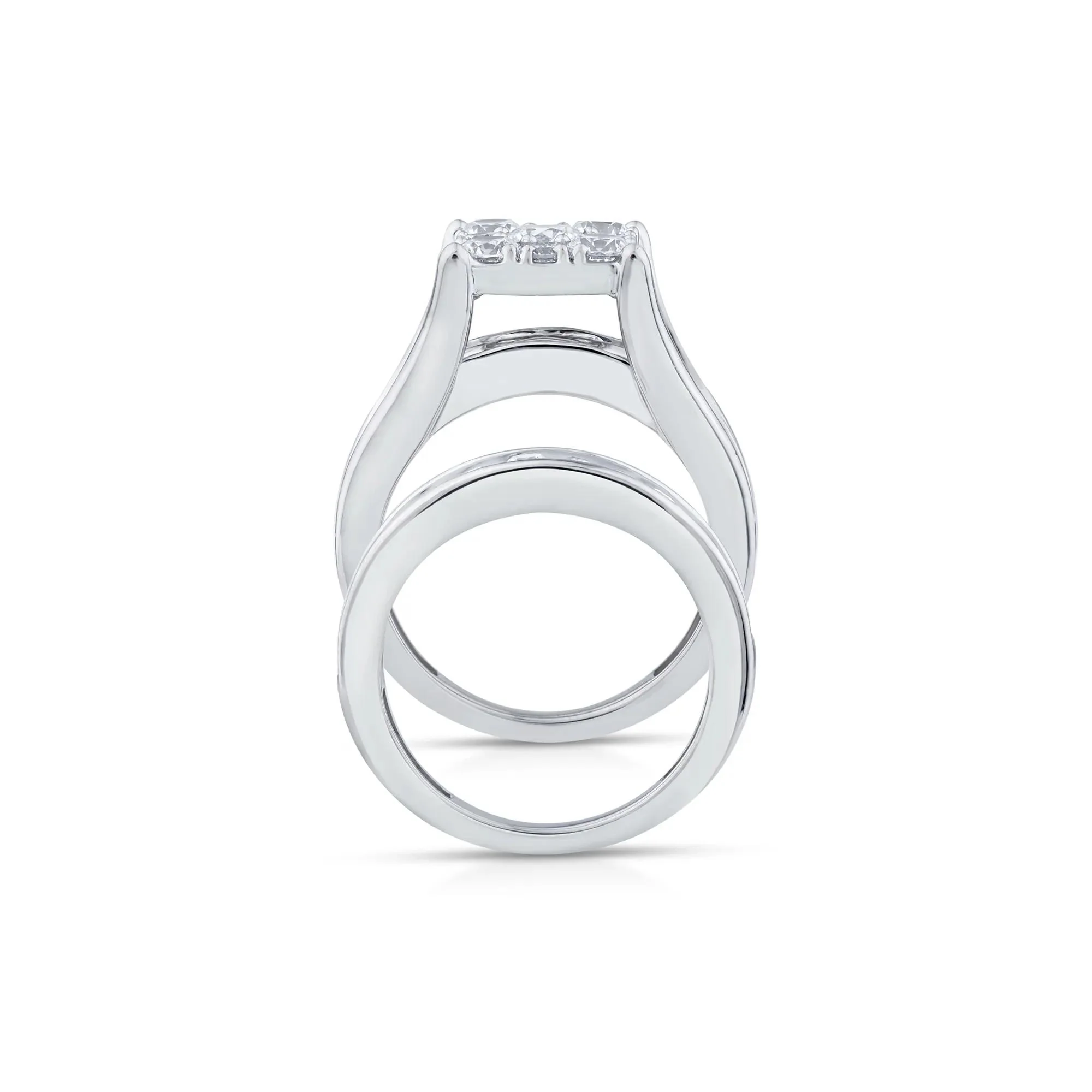 3 CT. Tw. Composite Lab Grown Diamond Engagement Set 10K White Gold Ring Round Brilliant Cut Size 6.5 2mm - Image 2