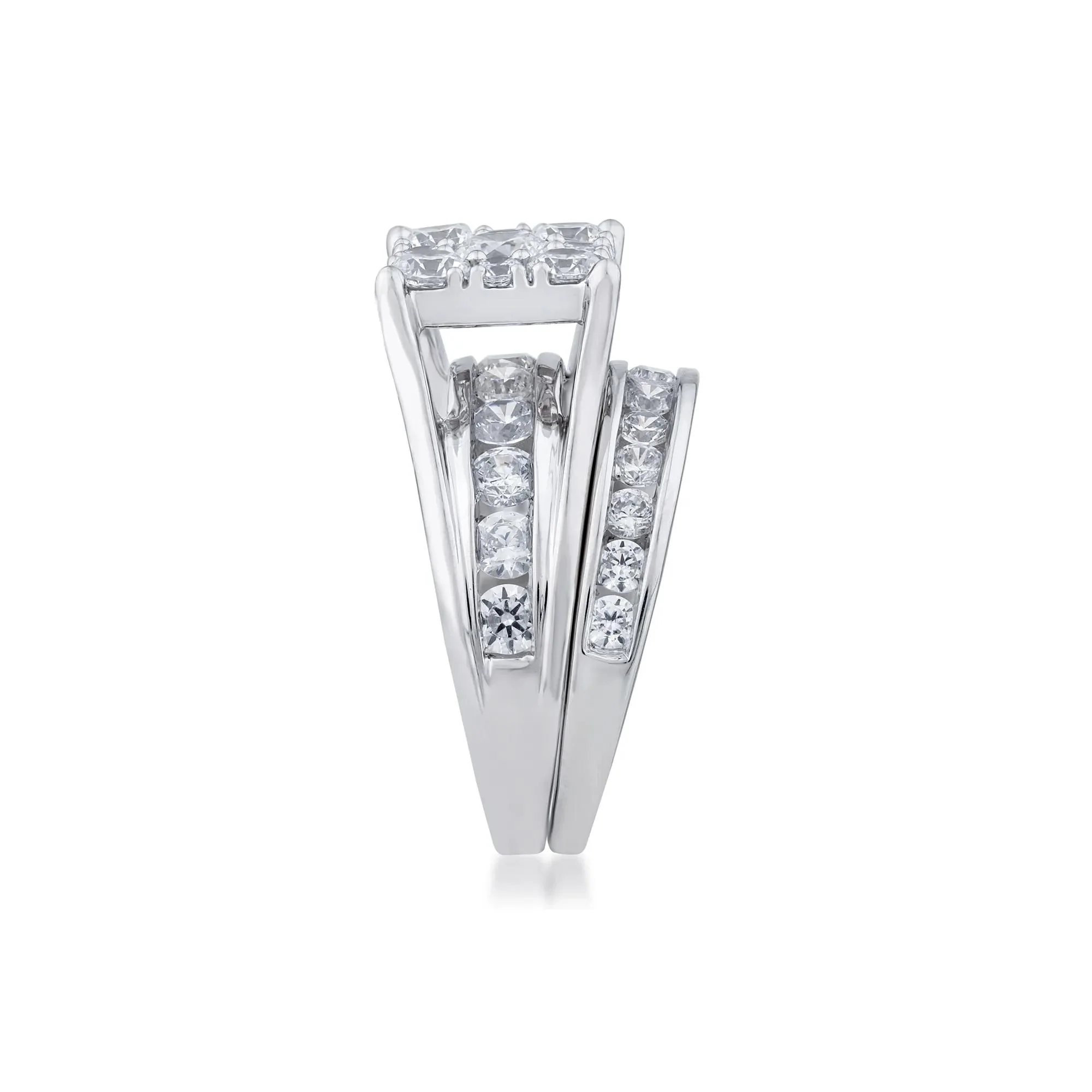 3 CT. Tw. Composite Lab Grown Diamond Engagement Set 10K White Gold Ring Round Brilliant Cut Size 8.5 2mm - Image 3