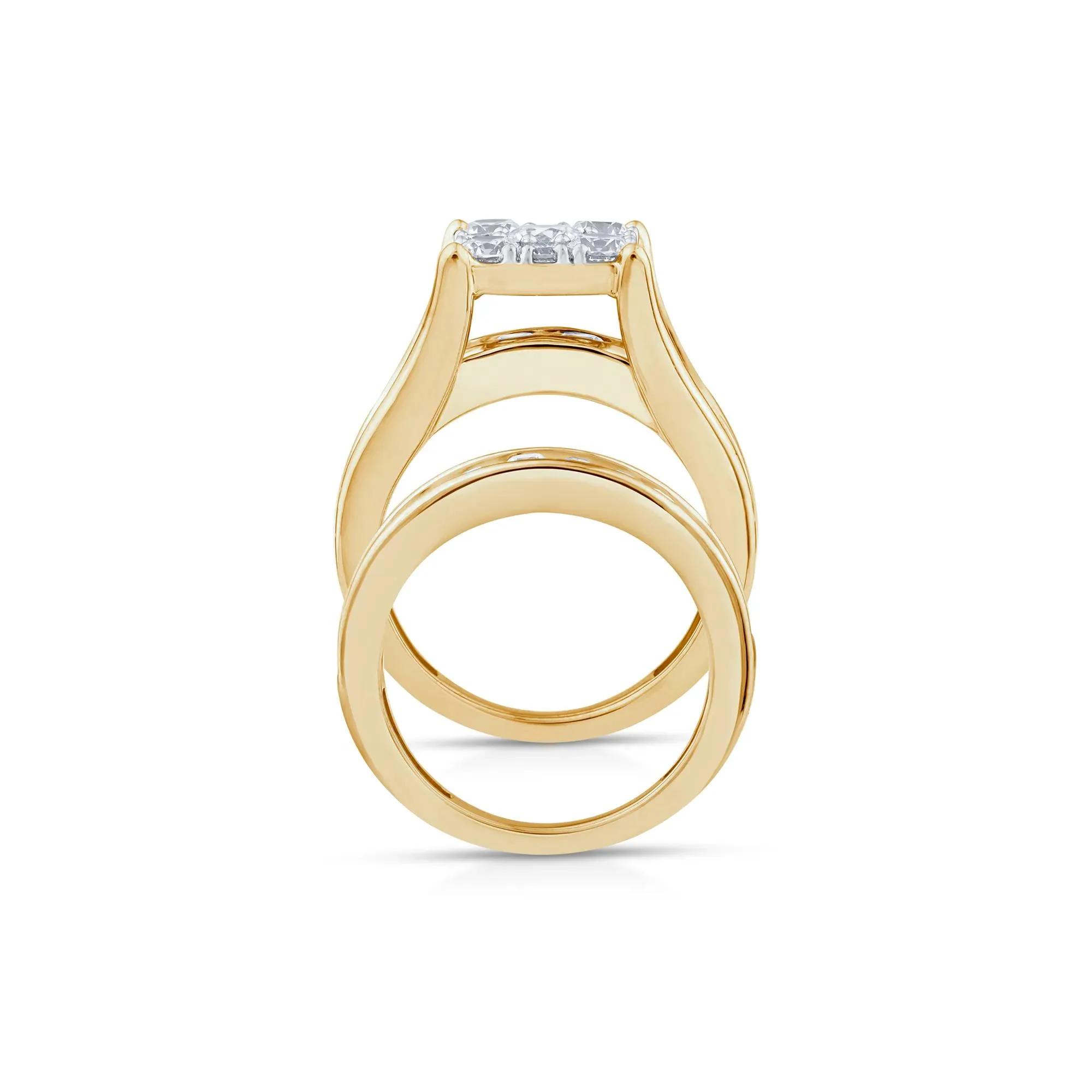 3 CT. Tw. Composite Lab Grown Diamond Engagement Set 10K Yellow Gold Ring Round Brilliant Cut Size 6.5 2mm - Image 2