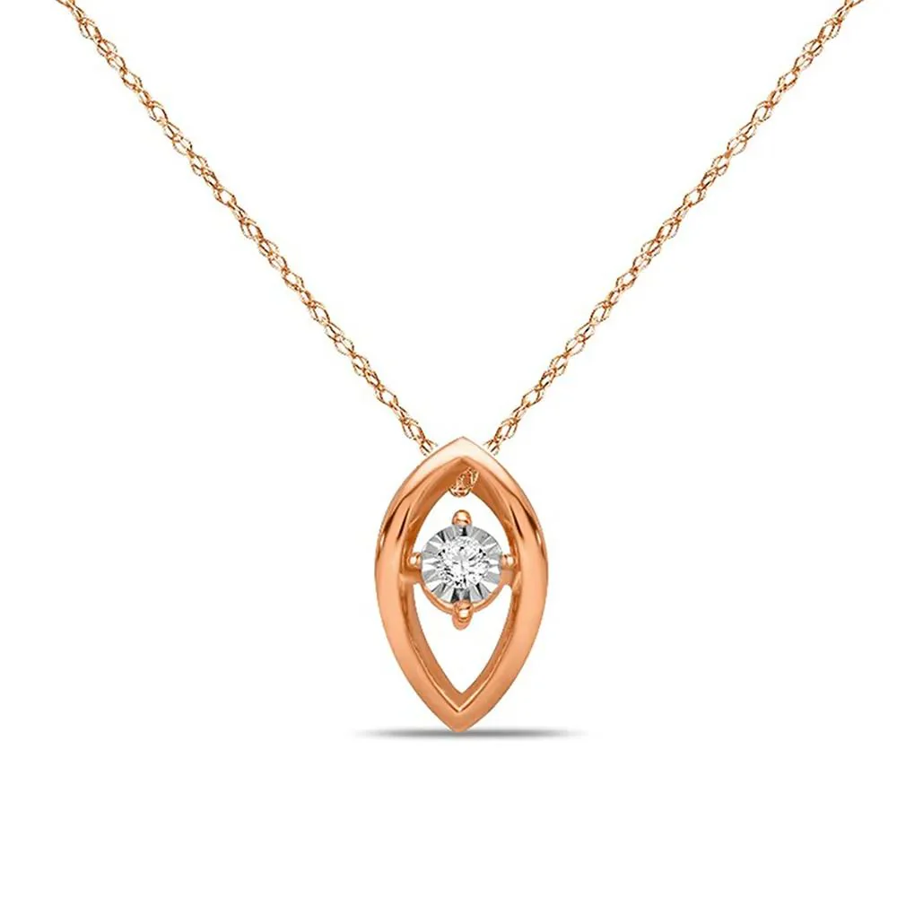 Diamond Accent Solitaire Illusion Pendant Necklace 10K White and Rose Gold Size 18"