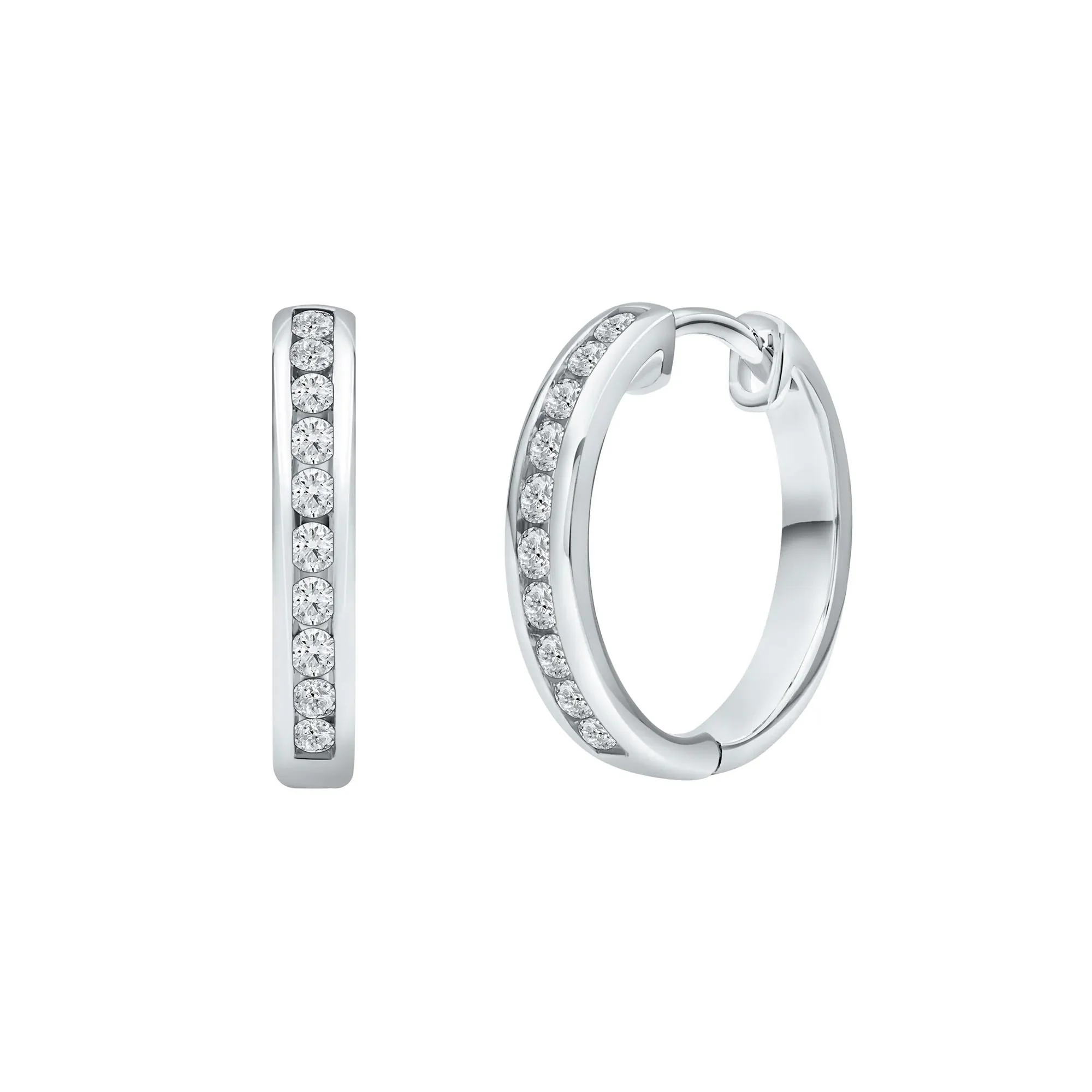 1/3 CT. Tw. Lab Grown Diamond Hoop Earrings 14K White Gold Size 16.00mm