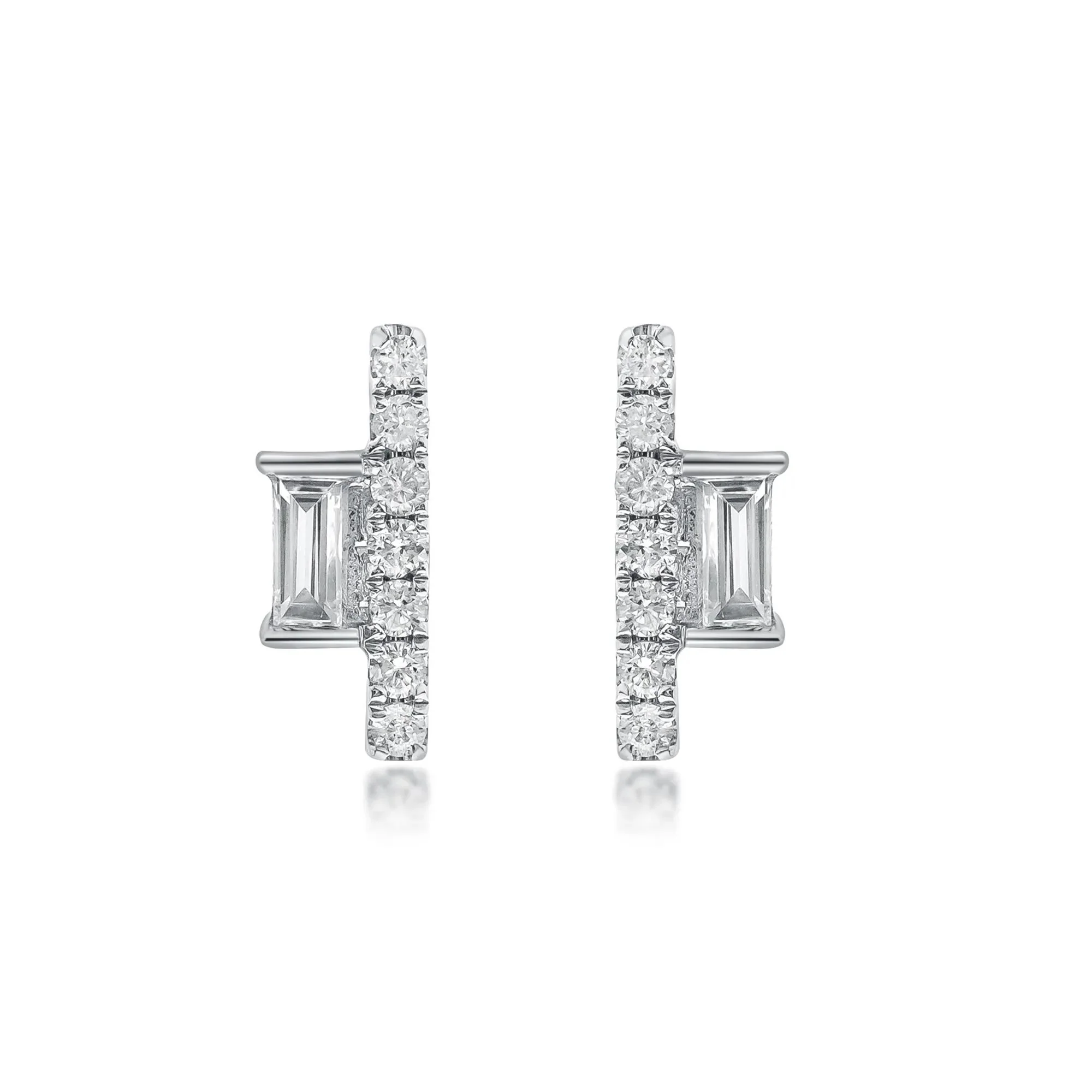 1/8 CT. Tw. Diamond Geometric Bar Stud Earrings 10K White Gold Size 3.00mm