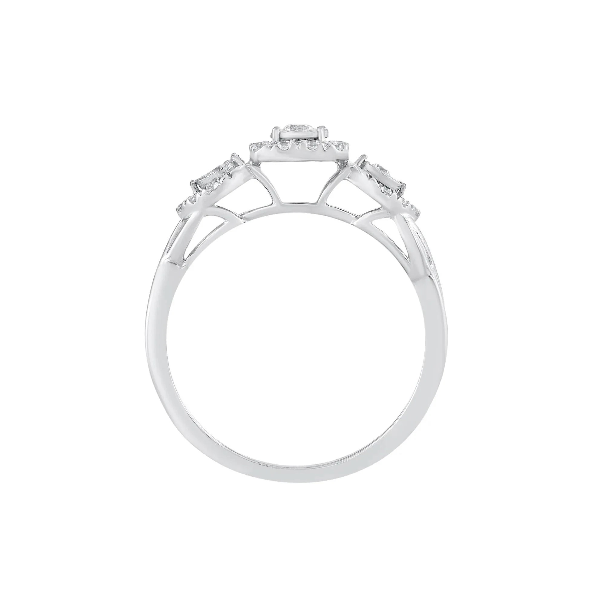 1/4 CT. Tw. Three-Stone Diamond Engagement Ring 10K White Gold Round Brilliant Cut Size 6.5 - Image 2