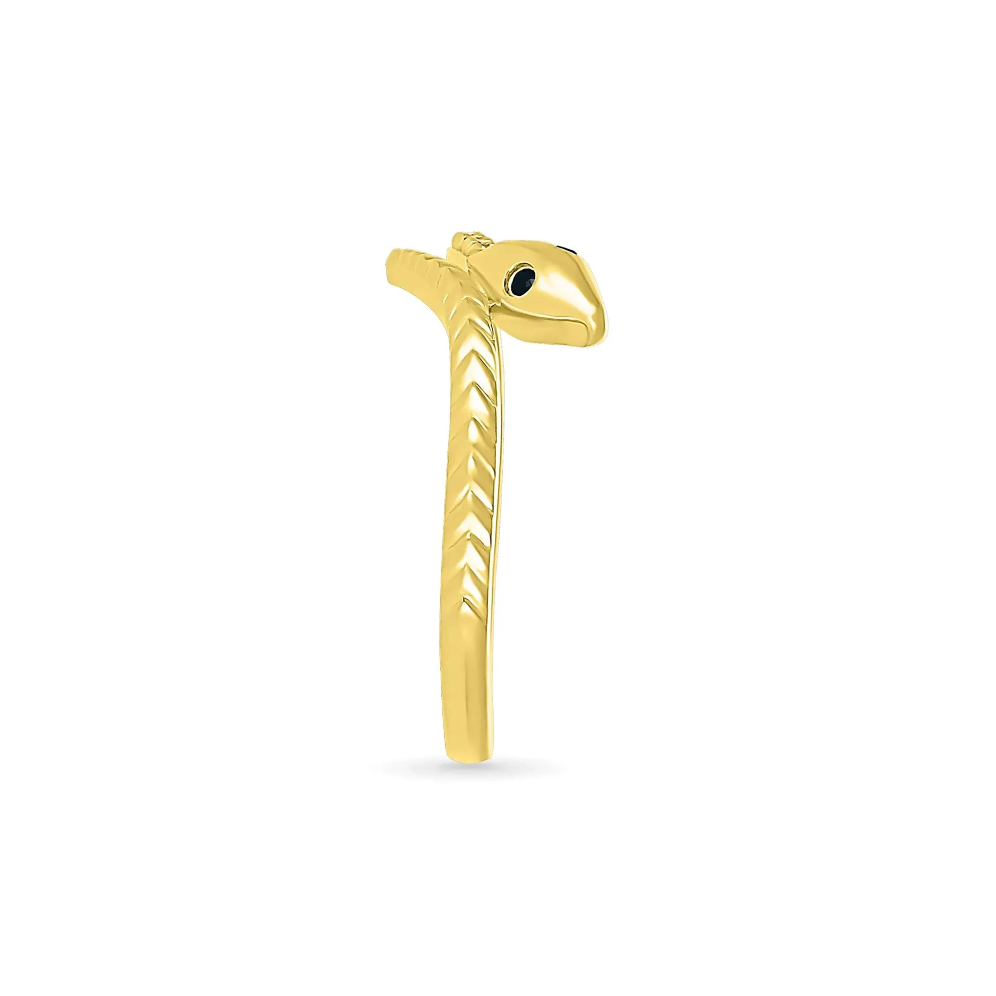 Black and White Diamond Accent Snake Ring 10K Yellow Gold Size 4.5 - Image 3