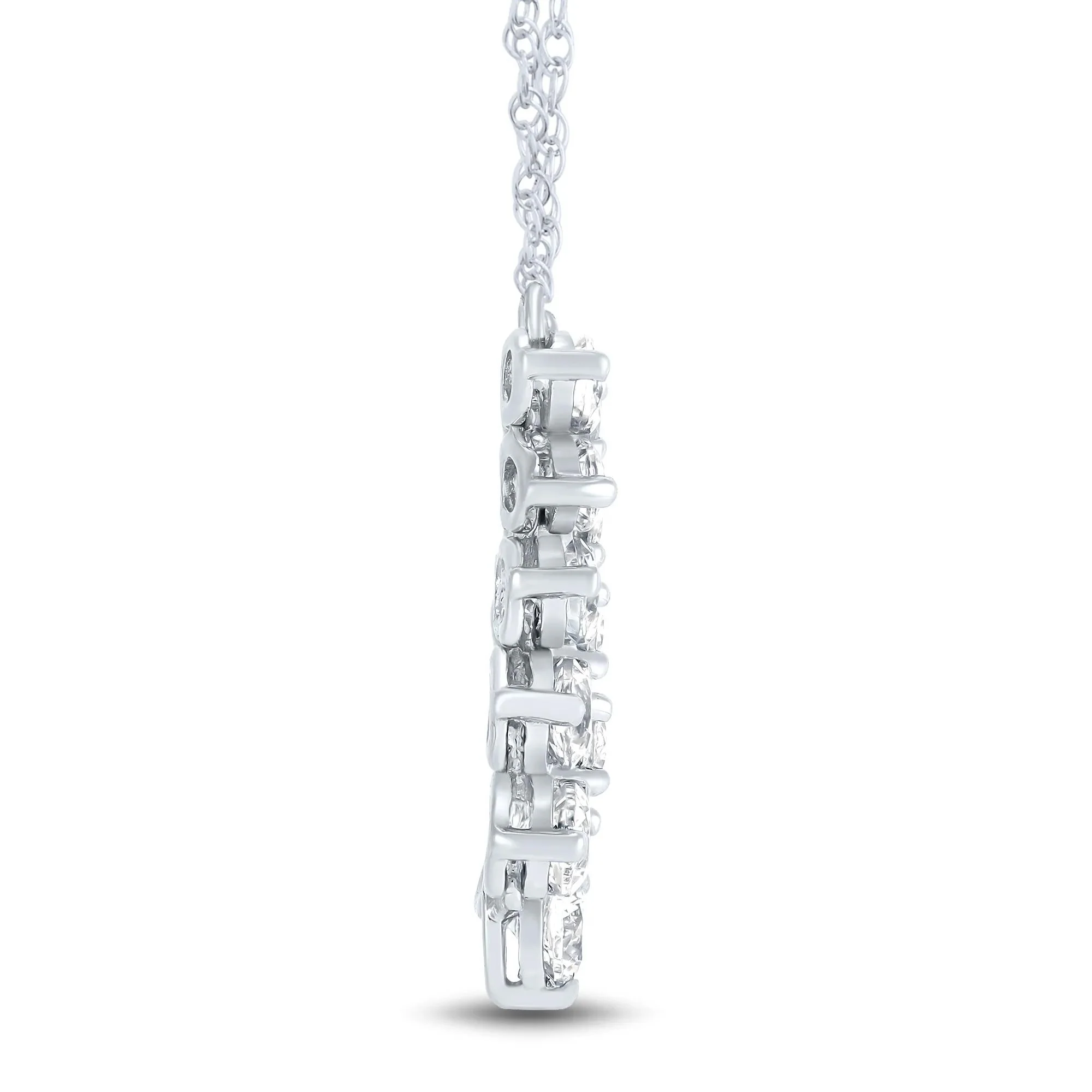 Lab Grown Diamond Graduated Smile Necklace 14K Gold White Size 18" - Image 2