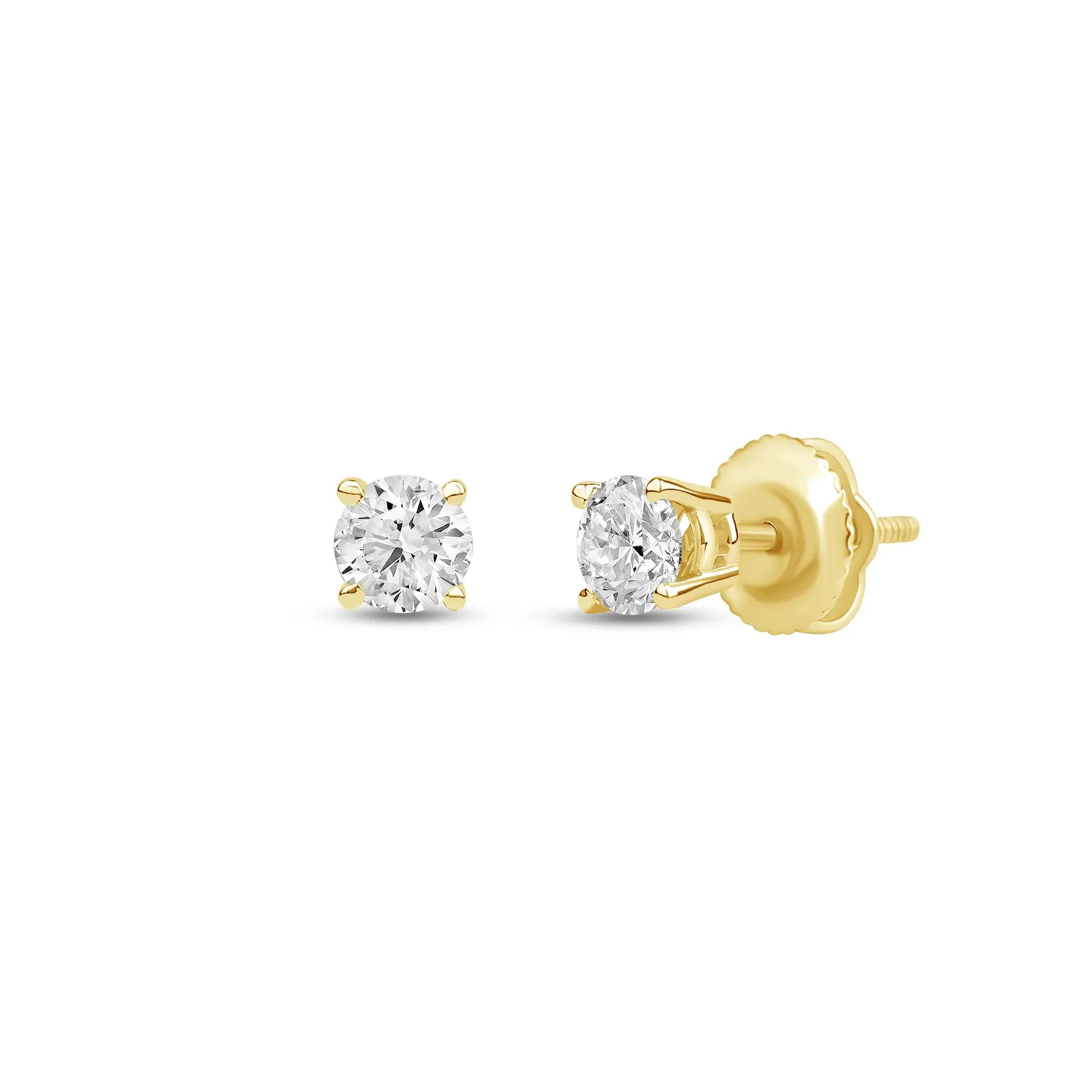 1/2 CT. Tw. Lab Grown Diamond Round Solitaire Stud Earrings 14K Yellow Gold Size 4.00mm