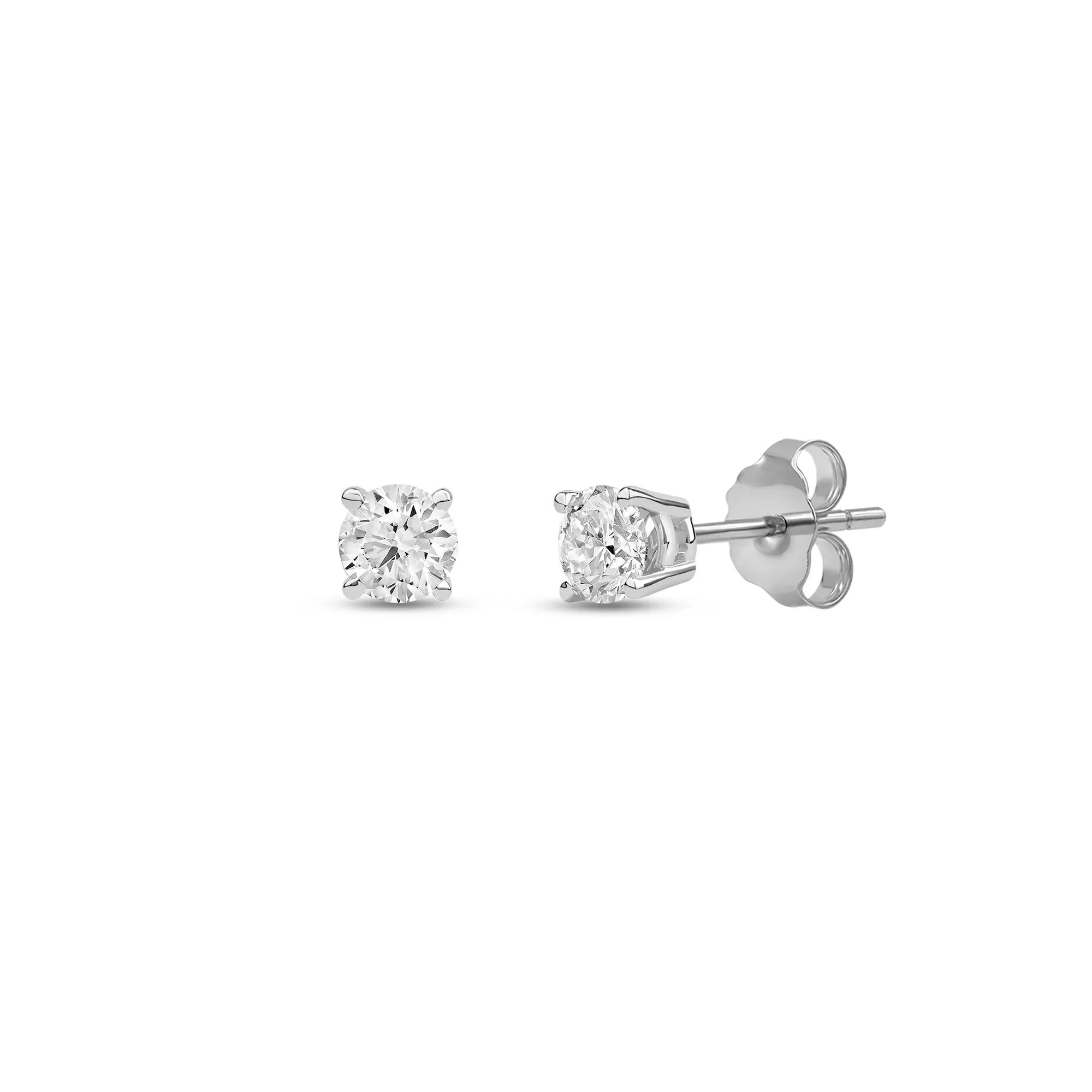 1/3 CT. Tw. Lab Grown Diamond Round Solitaire Stud Earrings 14K White Gold Size 4.00mm