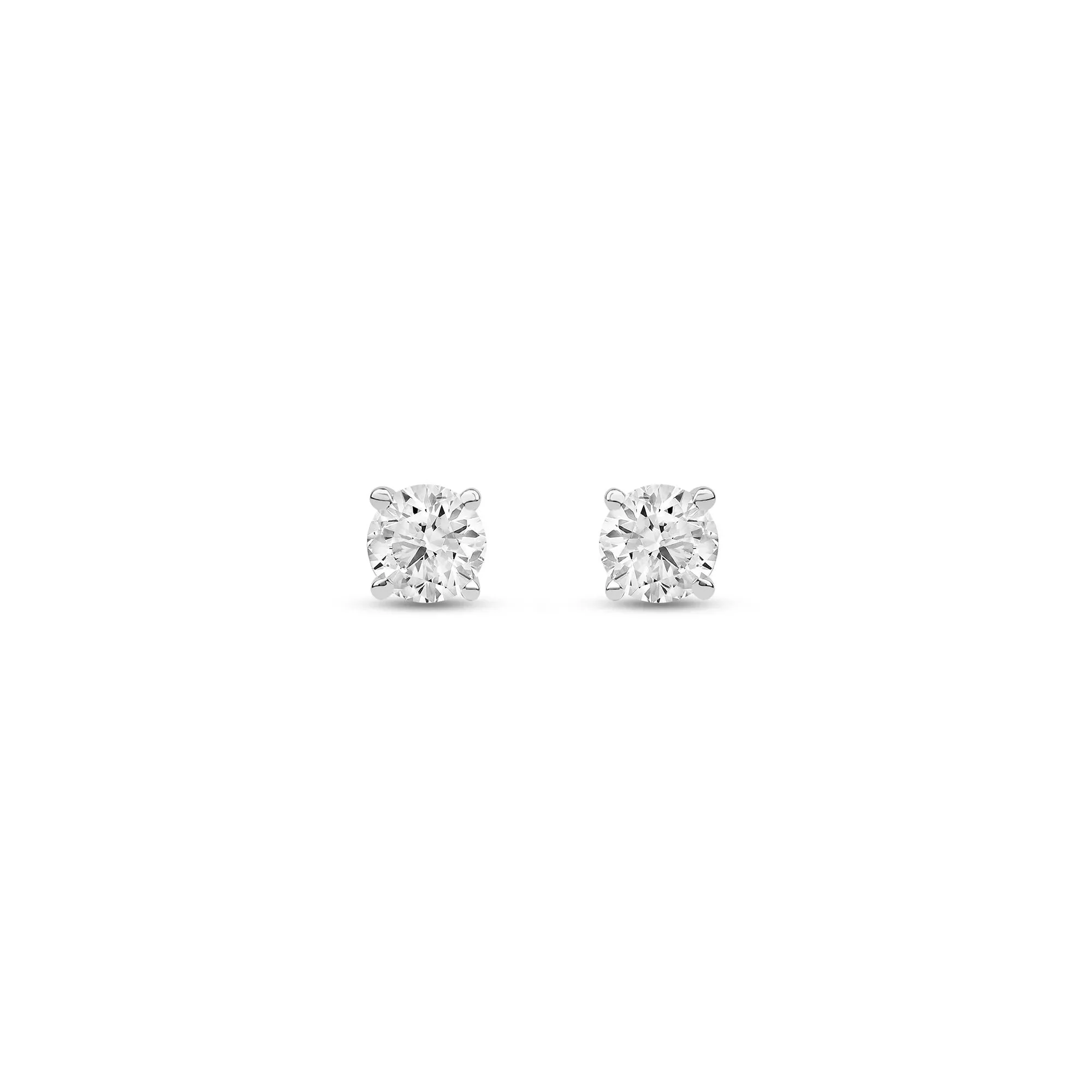 1/3 CT. Tw. Lab Grown Diamond Round Solitaire Stud Earrings 14K White Gold Size 4.00mm - Image 2