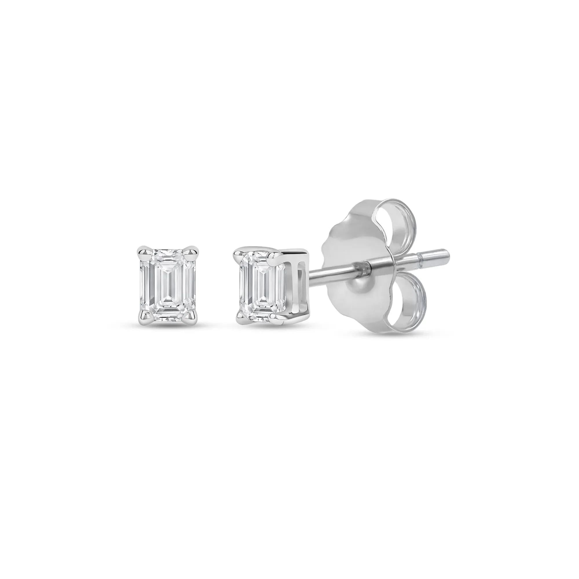 1/3 CT. Tw. Lab Grown Diamond Emerald-Cut Solitaire Stud Earrings 14K White Gold Size 4.20mm