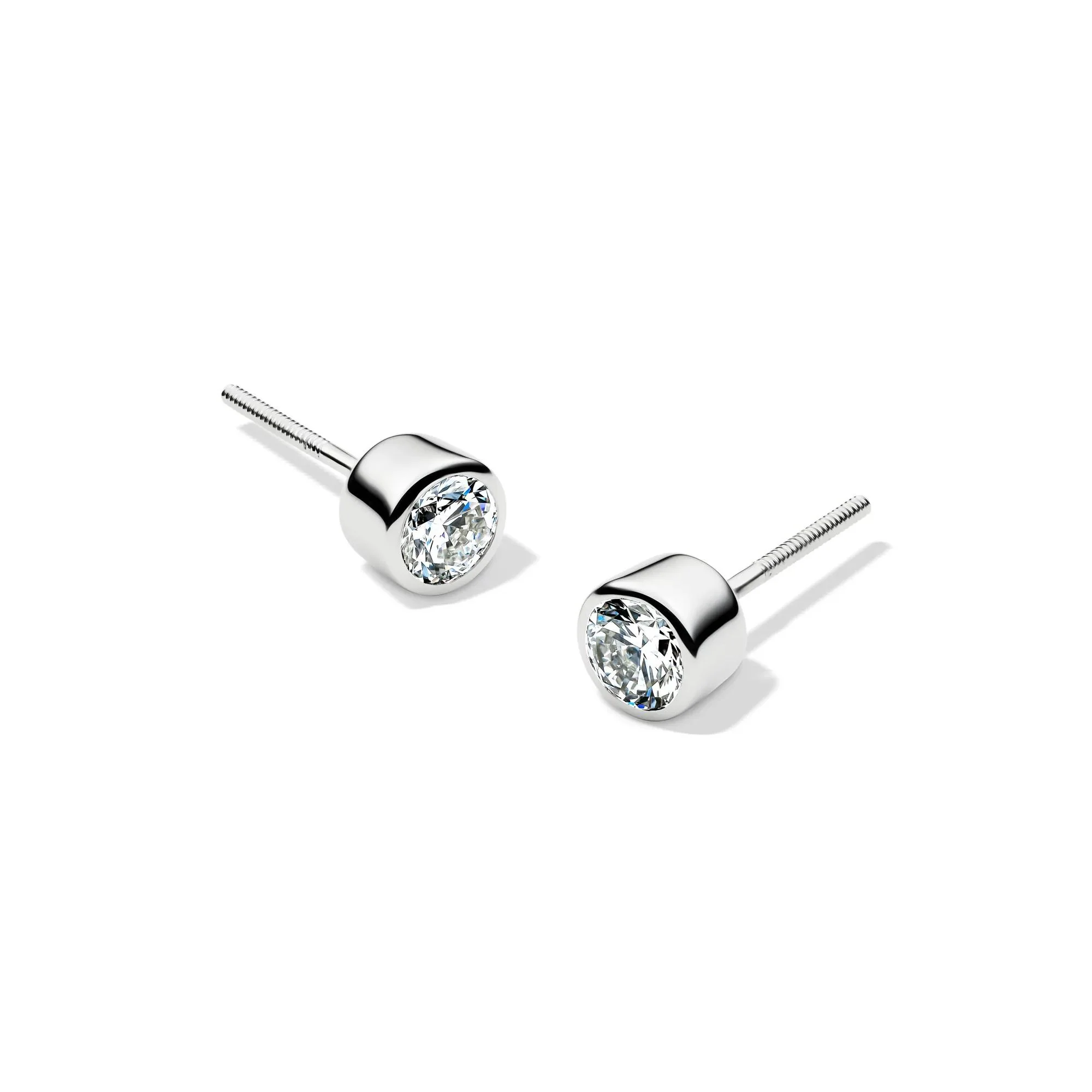 1/2 CT. Tw. Lab Grown Diamond Round Bezel-Set Solitaire Stud Earrings 14K White Gold Size 5.00mm