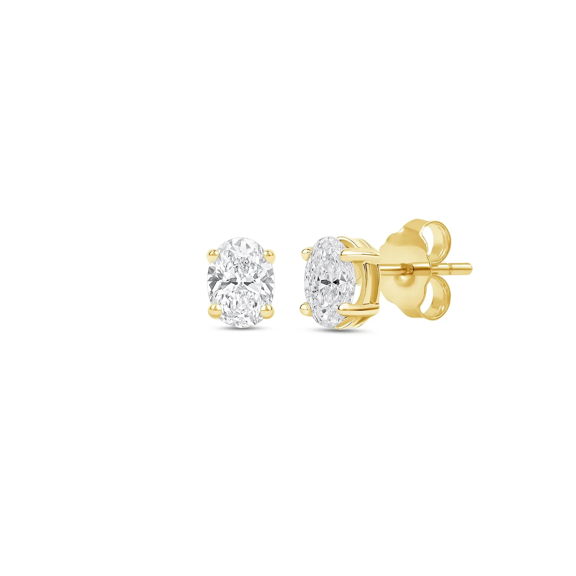 1/3 CT. Tw. Lab Grown Diamond Oval-Shaped Solitaire Stud Earrings 14K Yellow Gold Size 4.50mm