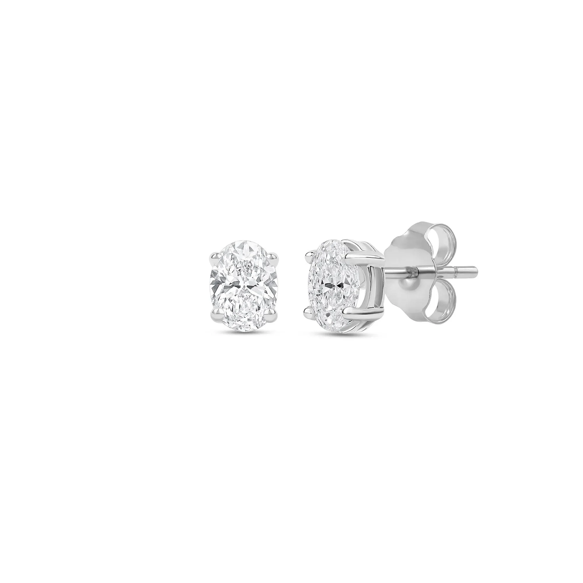 1/3 CT. Tw. Lab Grown Diamond Oval-Shaped Solitaire Stud Earrings 14K White Gold Size 4.50mm