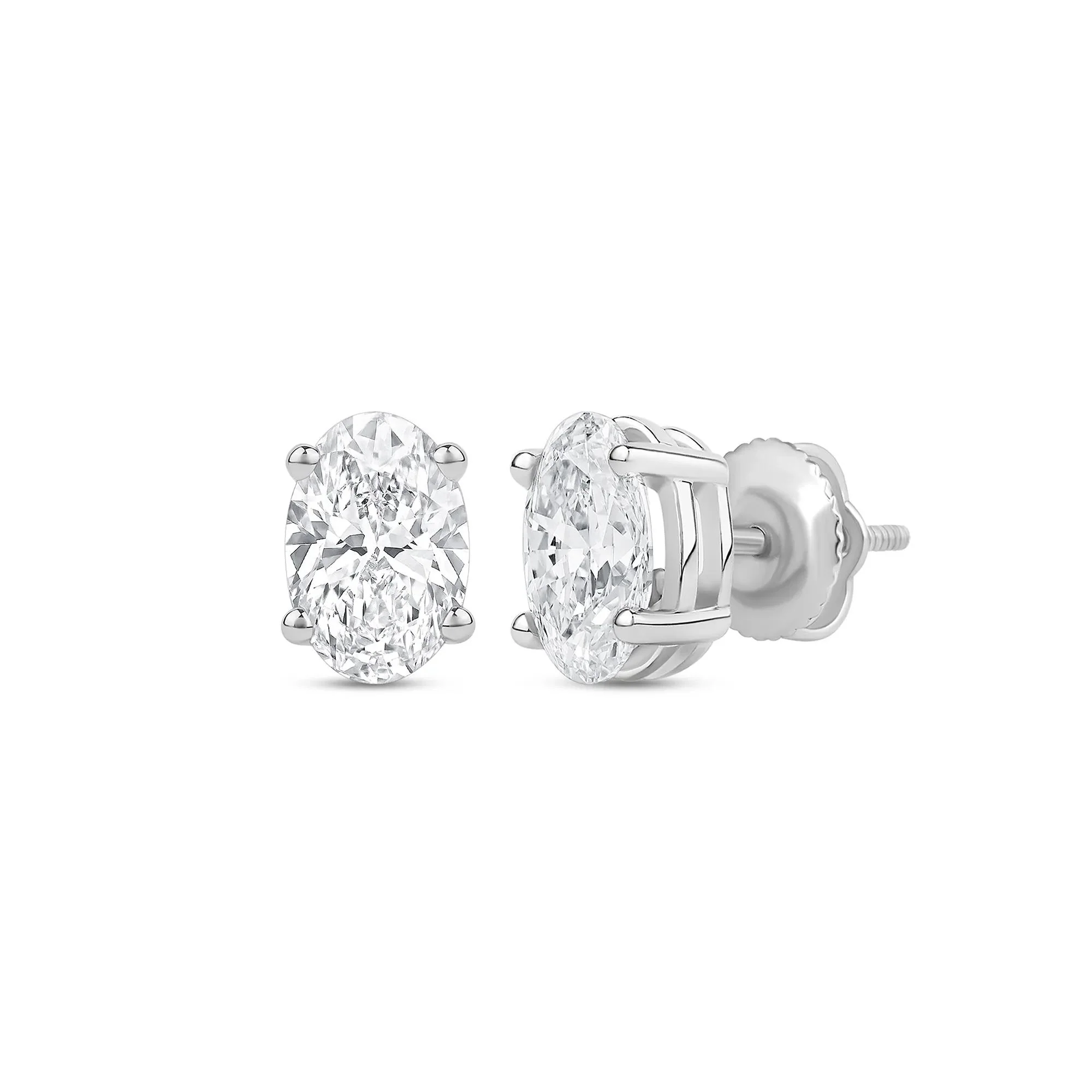 3/4 CT. Tw. Lab Grown Diamond Oval-Shaped Solitaire Stud Earrings 14K White Gold Size 6.50mm