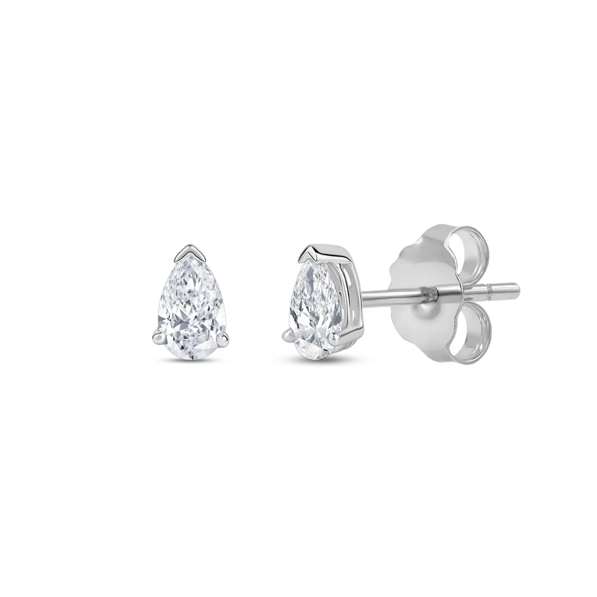1/4 CT. Tw. Lab Grown Diamond Pear-Shaped Solitaire Stud Earrings 14K White Gold Size 5.50mm