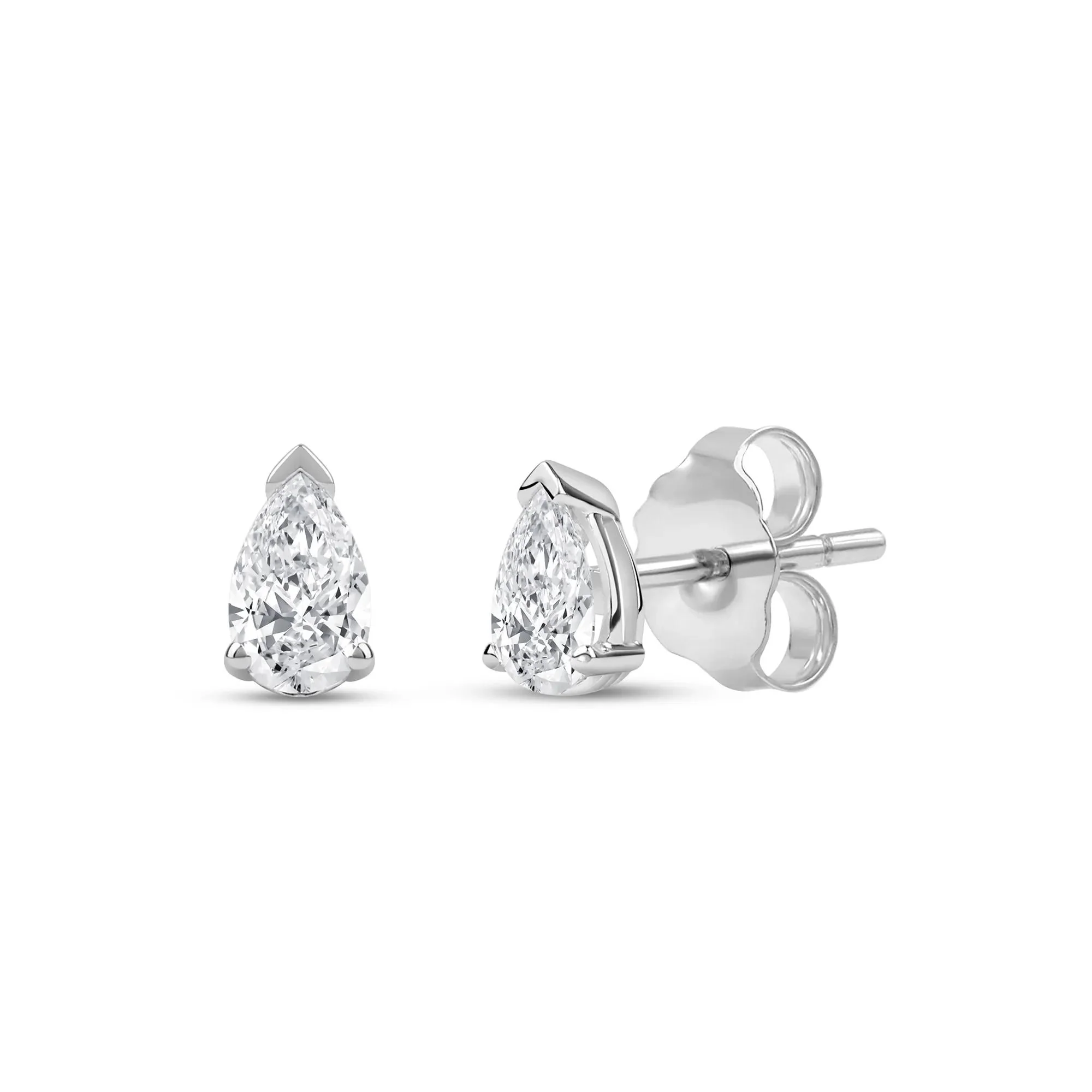 1/3 CT. Tw. Lab Grown Diamond Pear-Shaped Solitaire Stud Earrings 14K White Gold Size 6.00mm