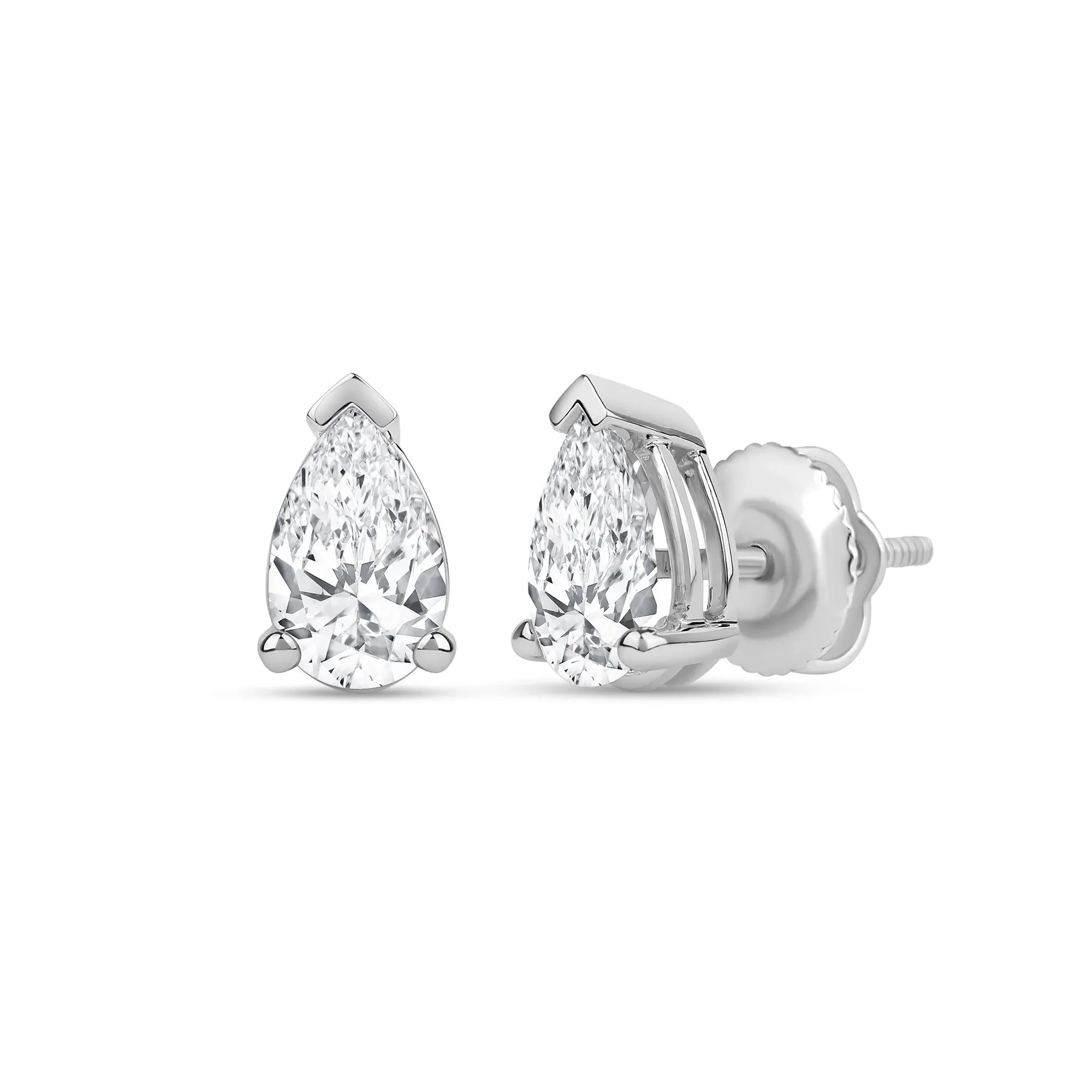 3 CT. Tw. Lab Grown Diamond Pear-Shaped Solitaire Stud Earrings 14K White Gold Size 12.00mm