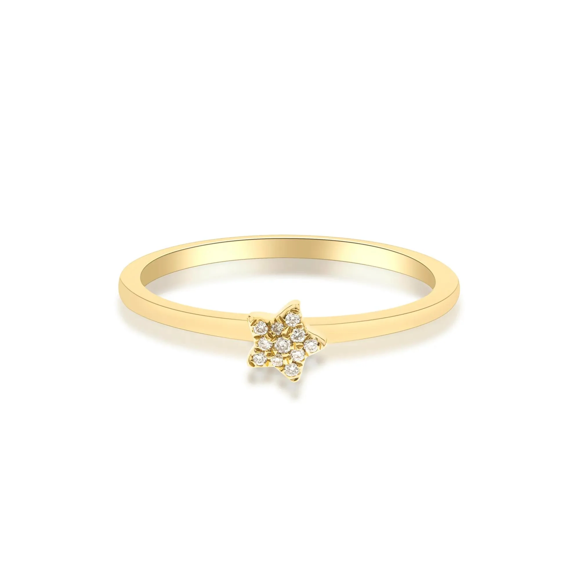 Diamond Accent Star Ring 10K Yellow Gold Round Brilliant Cut Size 5 2mm