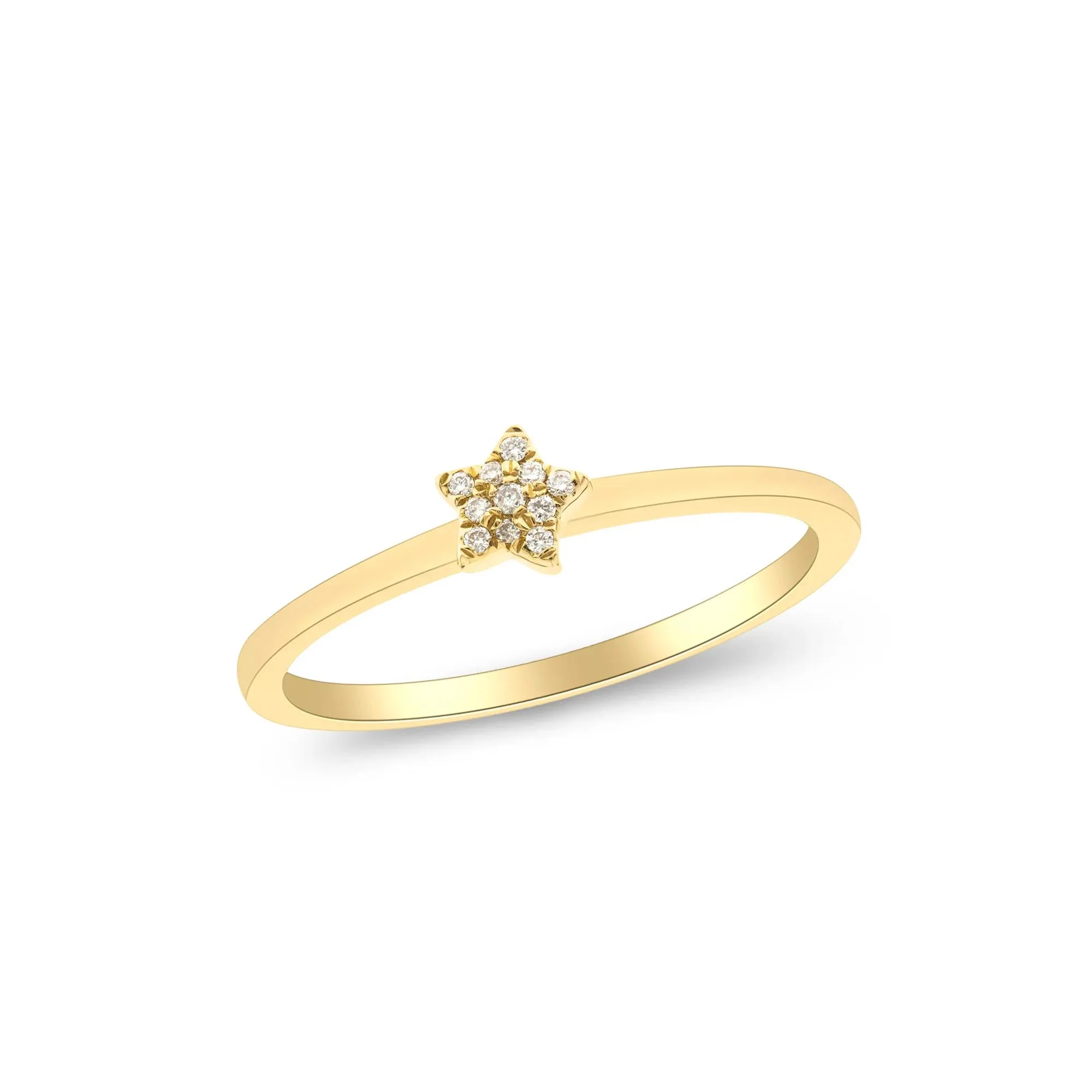 Diamond Accent Star Ring 10K Yellow Gold Round Brilliant Cut Size 7 2mm - Image 4