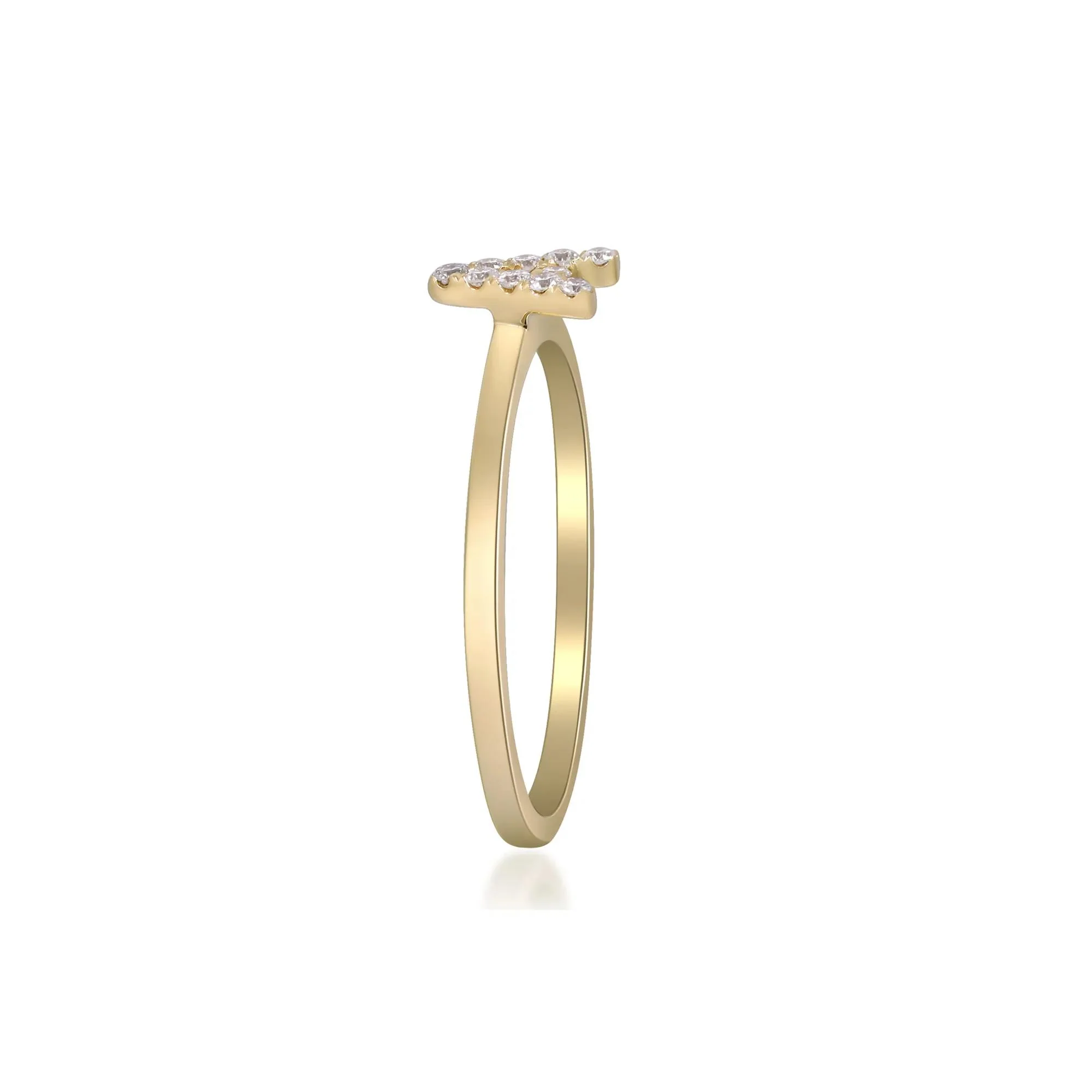 Diamond Accent "a" Initial Ring 10K Yellow Gold Round Brilliant Cut Size 5 2mm - Image 3
