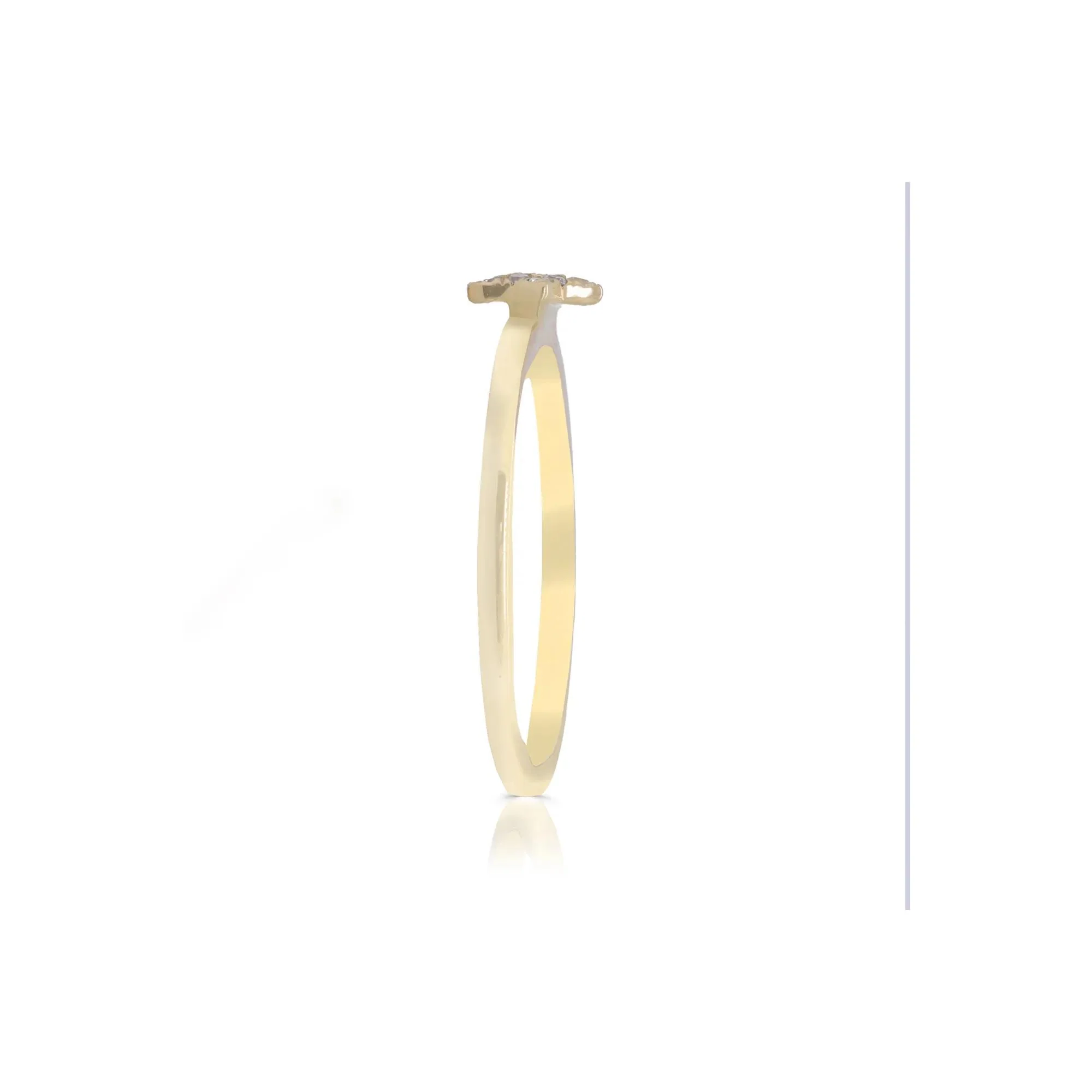 Diamond Accent Heart Ring 10K Yellow Gold Round Brilliant Cut Size 7 2mm - Image 3