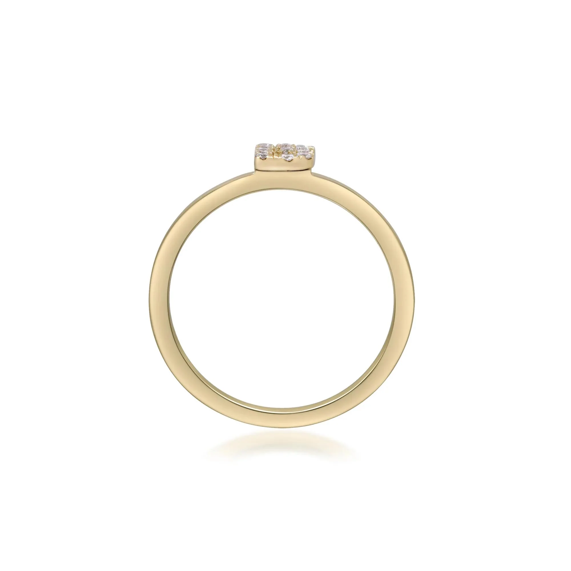 Diamond Accent "b" Initial Ring 10K Yellow Gold Round Brilliant Cut Size 7 2mm - Image 2