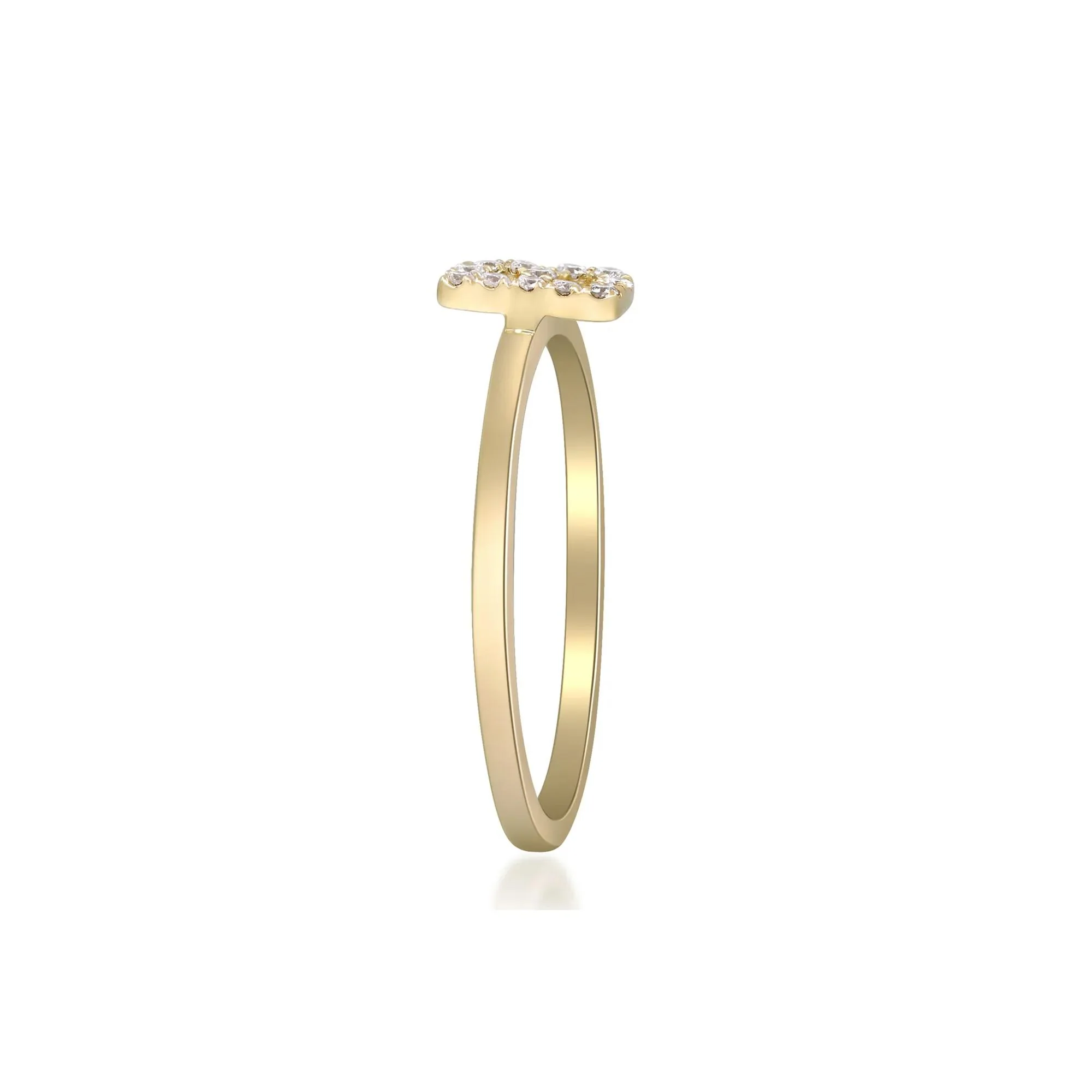 Diamond Accent "b" Initial Ring 10K Yellow Gold Round Brilliant Cut Size 7 2mm - Image 3