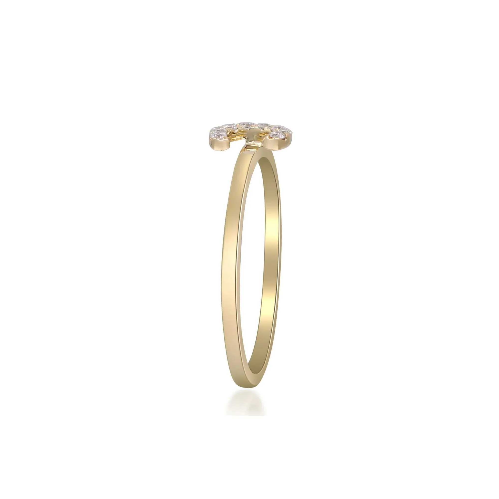 Diamond Accent "c" Initial Ring 10K Yellow Gold Round Brilliant Cut Size 9 2mm - Image 3