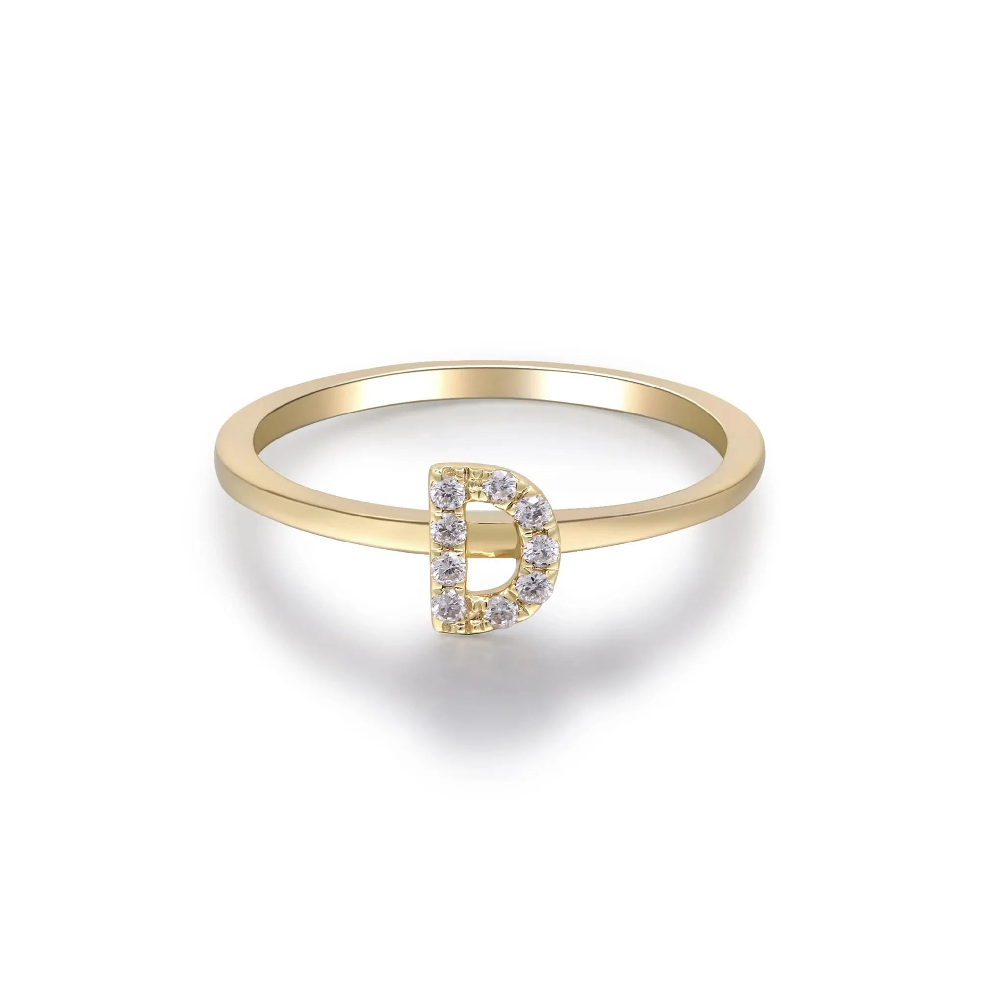 Diamond Accent "d" Initial Ring 10K Yellow Gold Round Brilliant Cut Size 5 2mm - Image 5