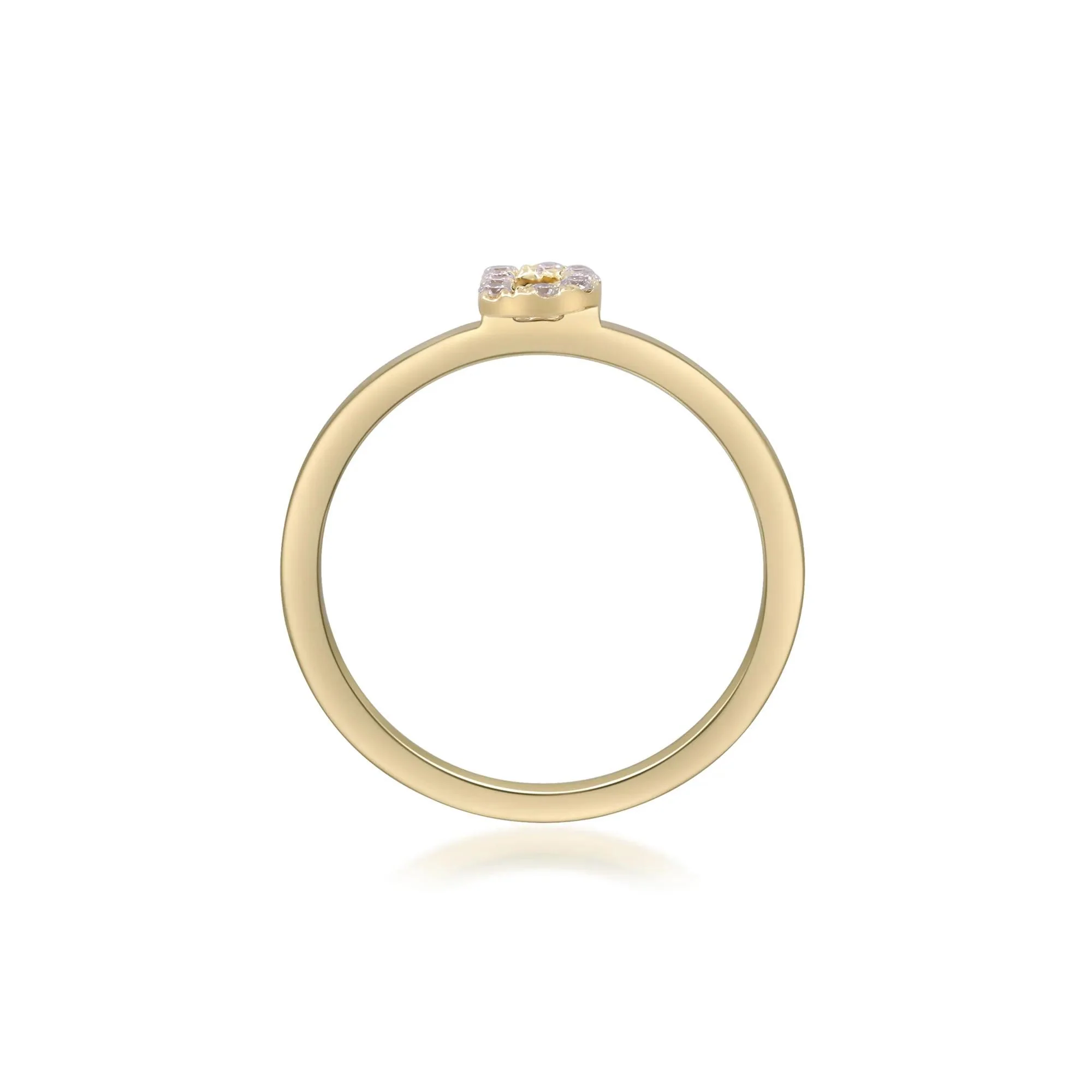 Diamond Accent "d" Initial Ring 10K Yellow Gold Round Brilliant Cut Size 7 2mm - Image 2