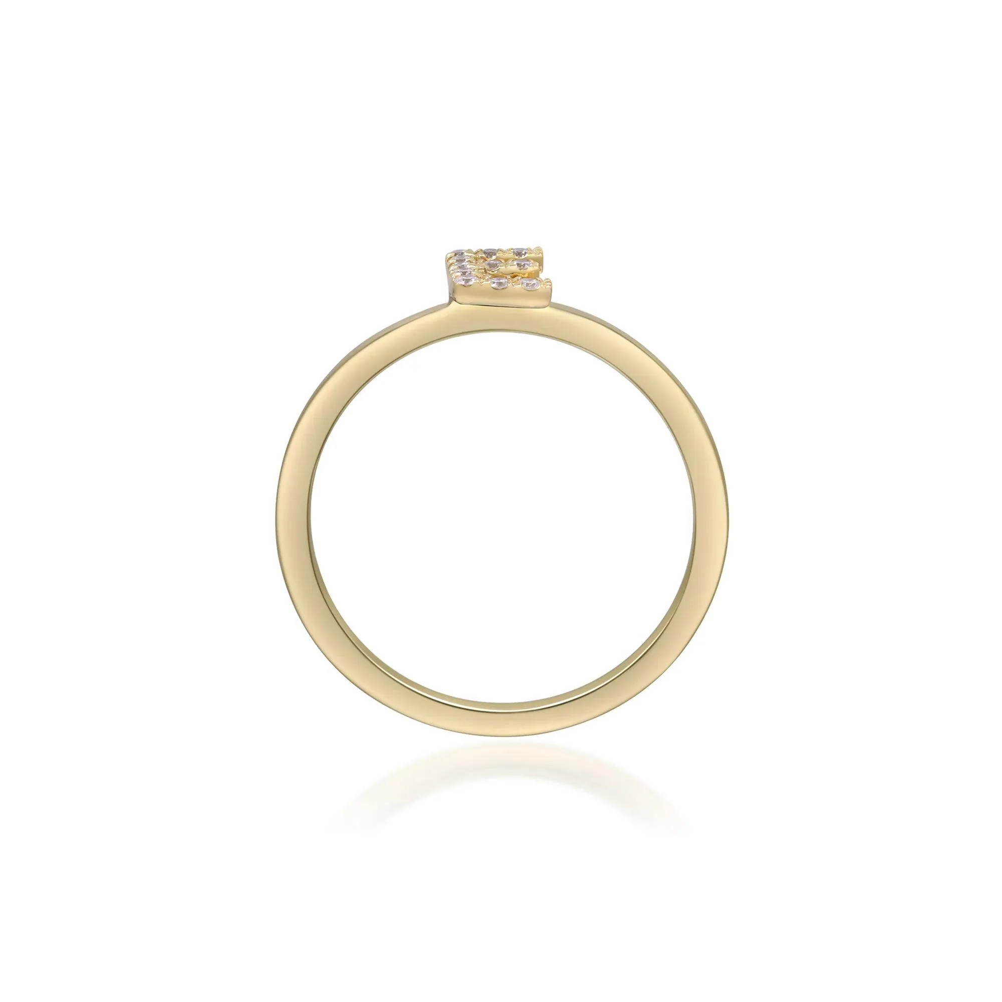 Diamond Accent "e" Initial Ring 10K Yellow Gold Round Brilliant Cut Size 7 2mm - Image 2
