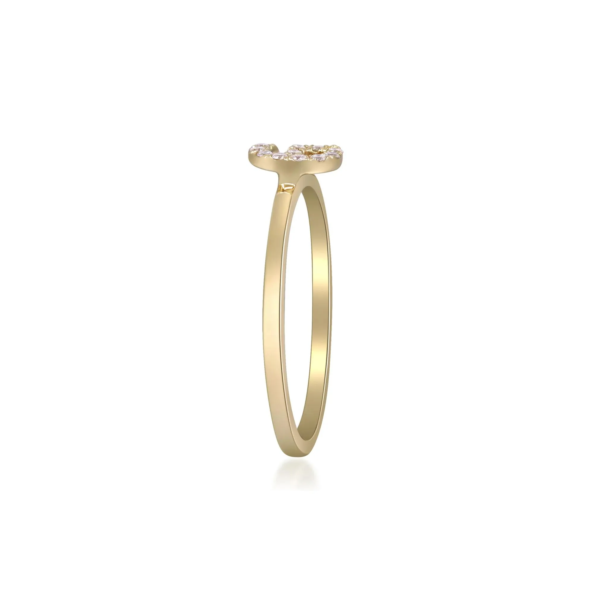Diamond Accent "g" Initial Ring 10K Yellow Gold Round Brilliant Cut Size 8 2mm - Image 3