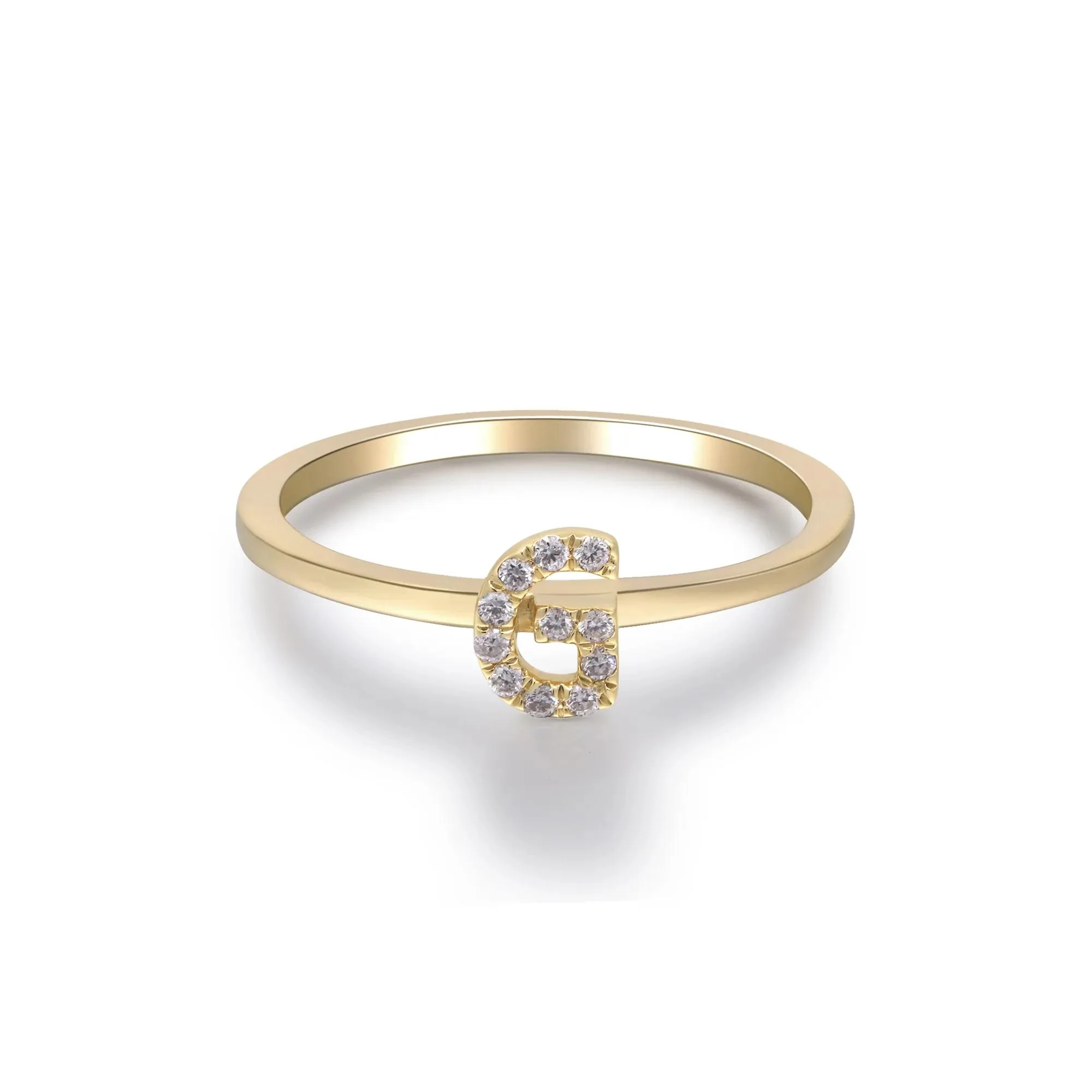 Diamond Accent "g" Initial Ring 10K Yellow Gold Round Brilliant Cut Size 8 2mm - Image 5
