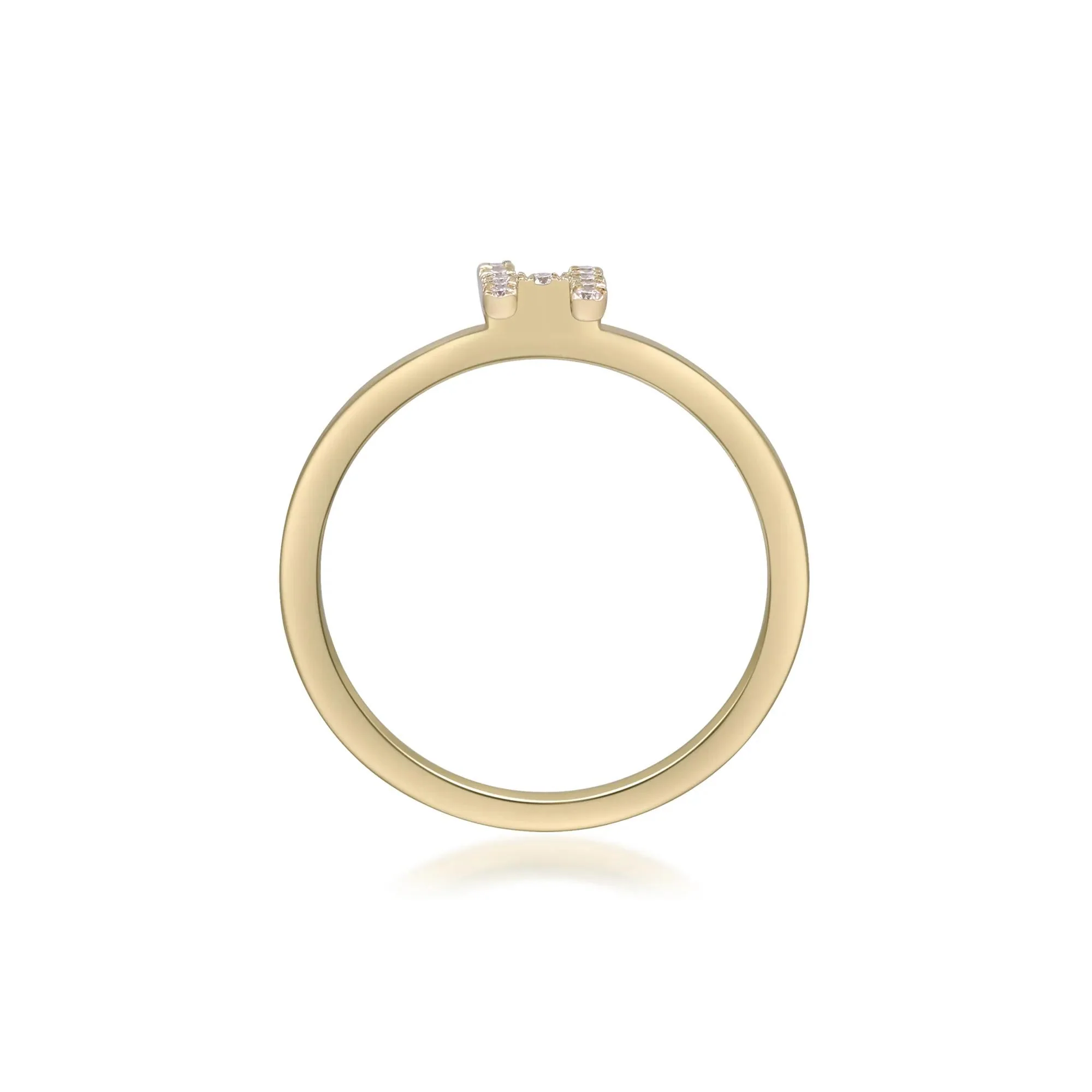 Diamond Accent "h" Initial Ring 10K Yellow Gold Round Brilliant Cut Size 8 2mm - Image 2