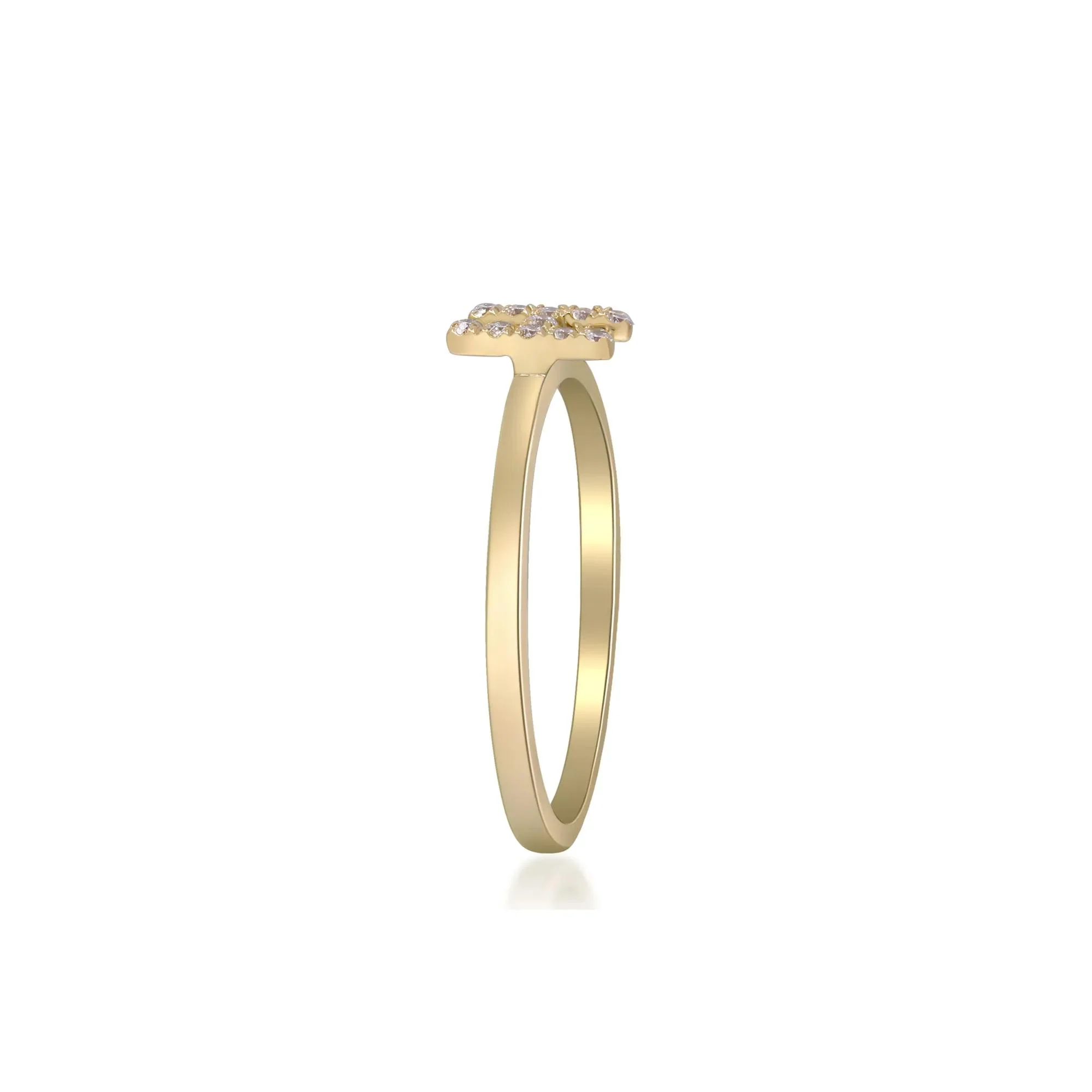 Diamond Accent "h" Initial Ring 10K Yellow Gold Round Brilliant Cut Size 8 2mm - Image 3